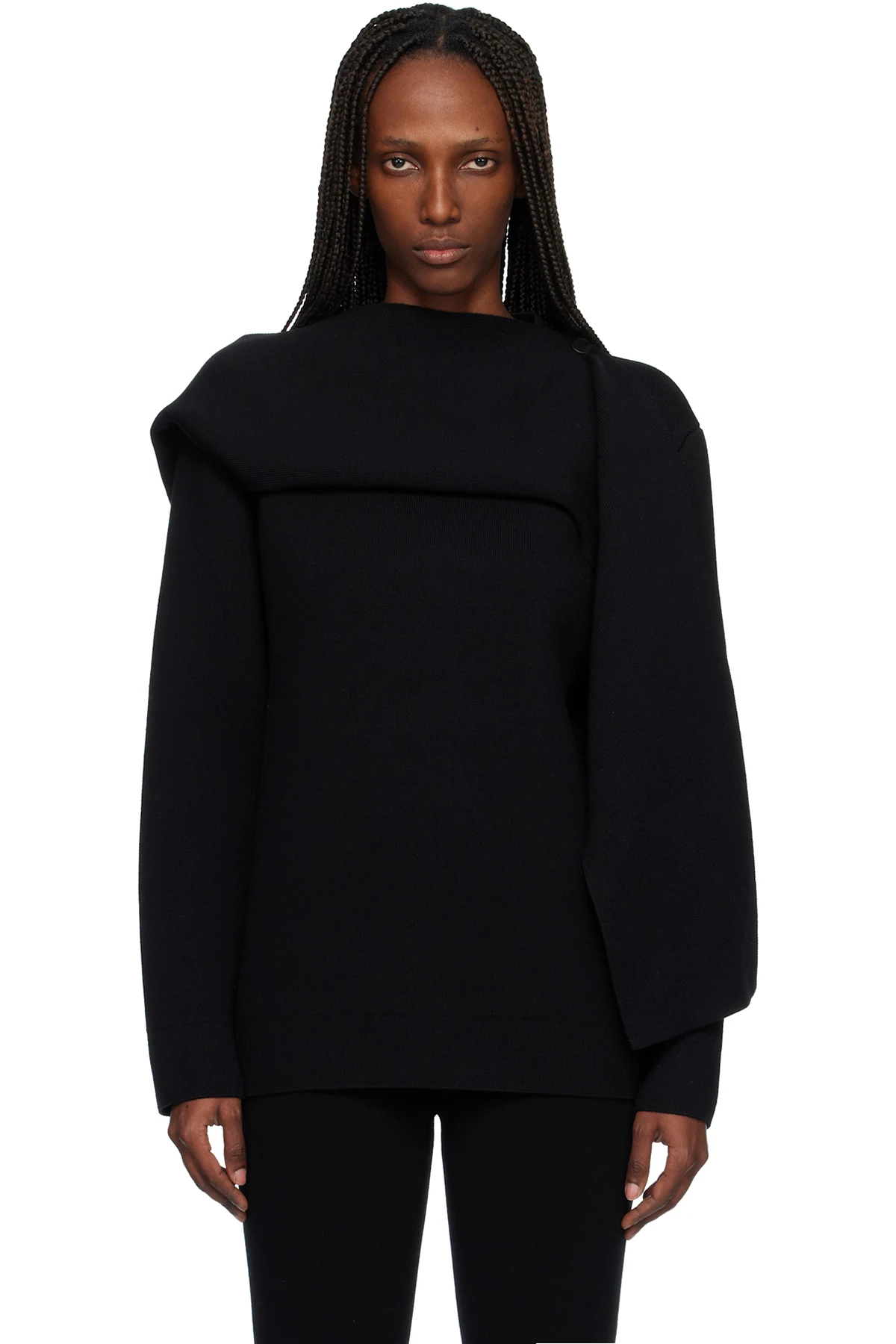 Black Scarf Oversized Wool Sweater