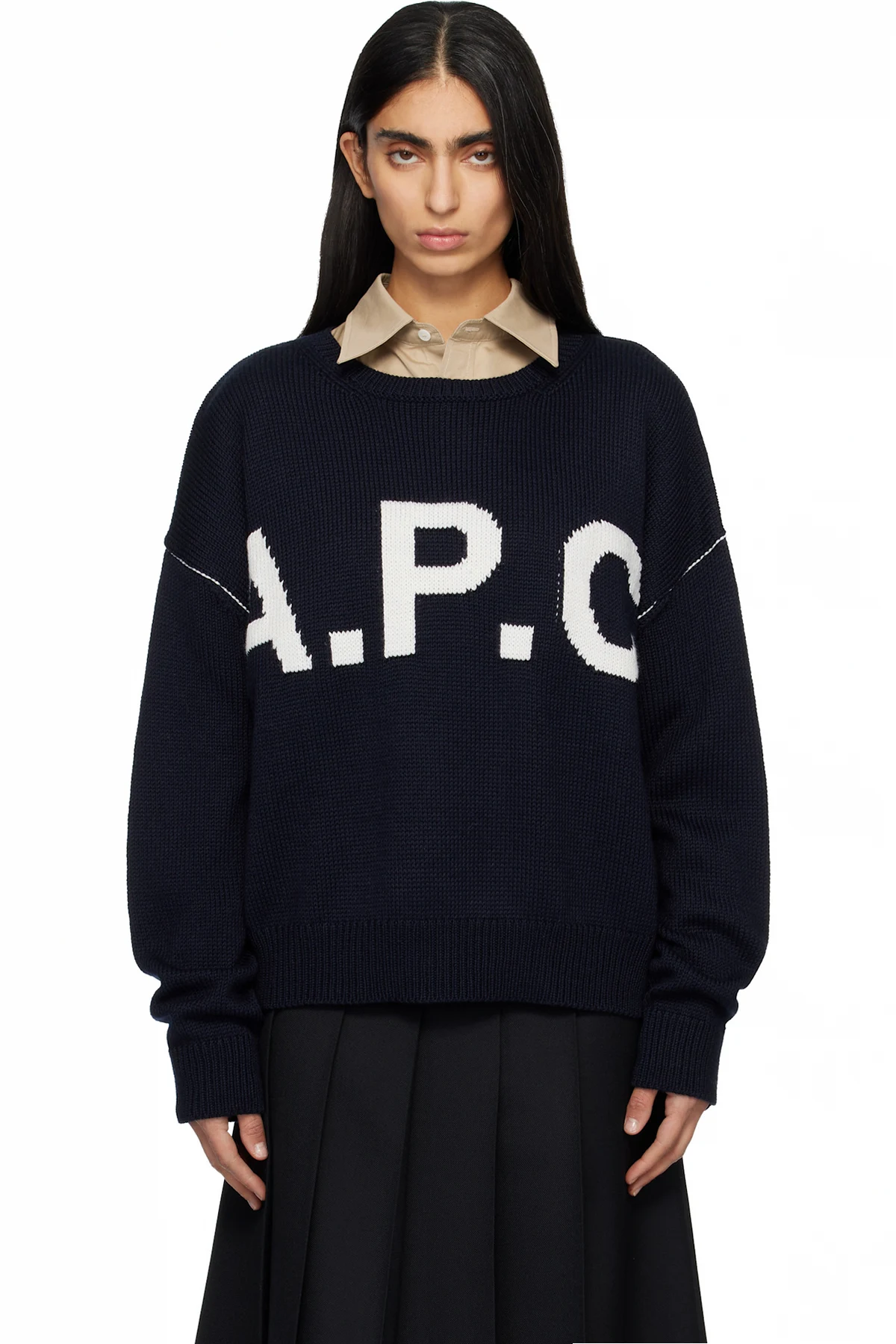Navy Logo 'A.P.C' Sweater