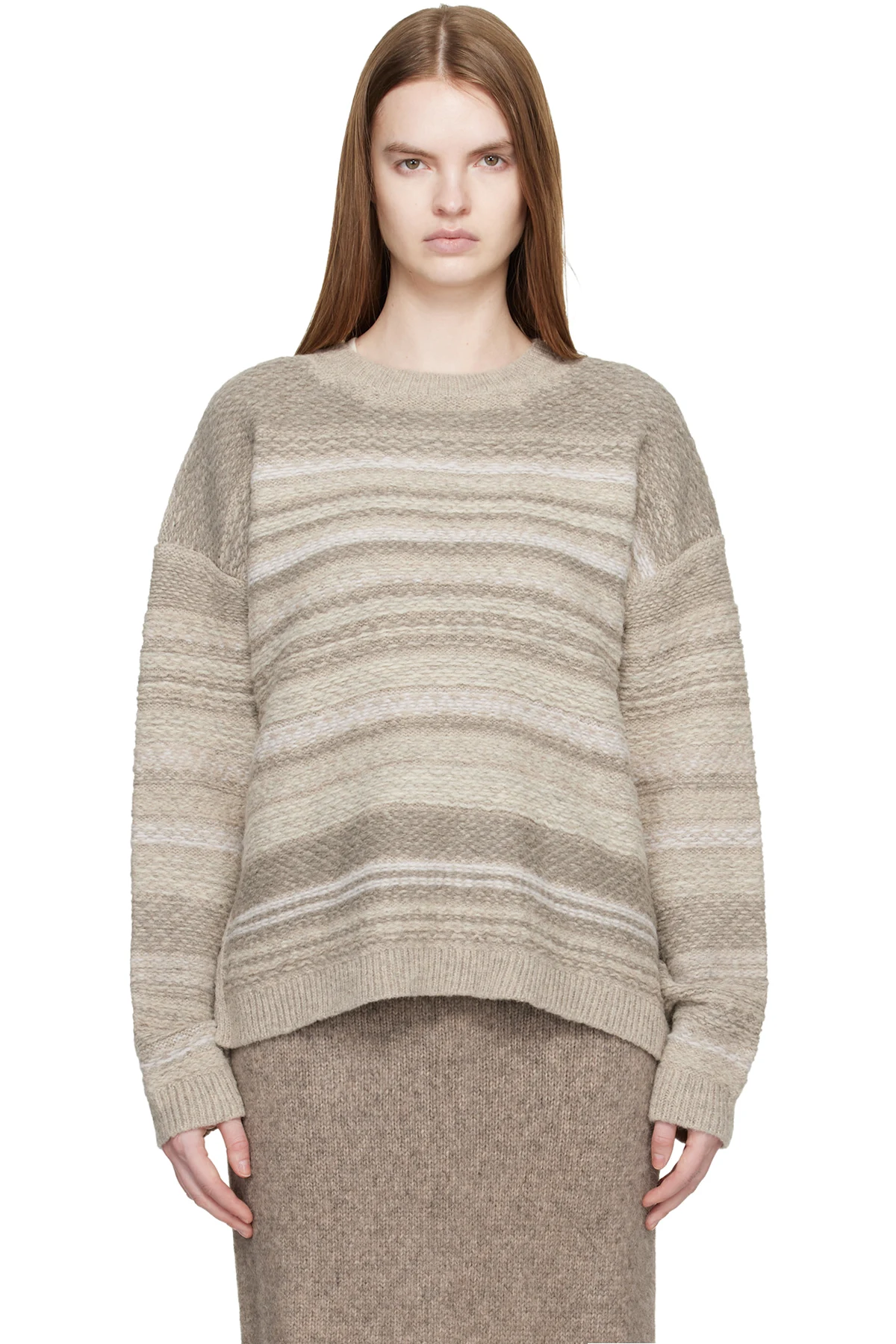 SSENSE Exclusive Gray Jacquard Crewneck Sweater