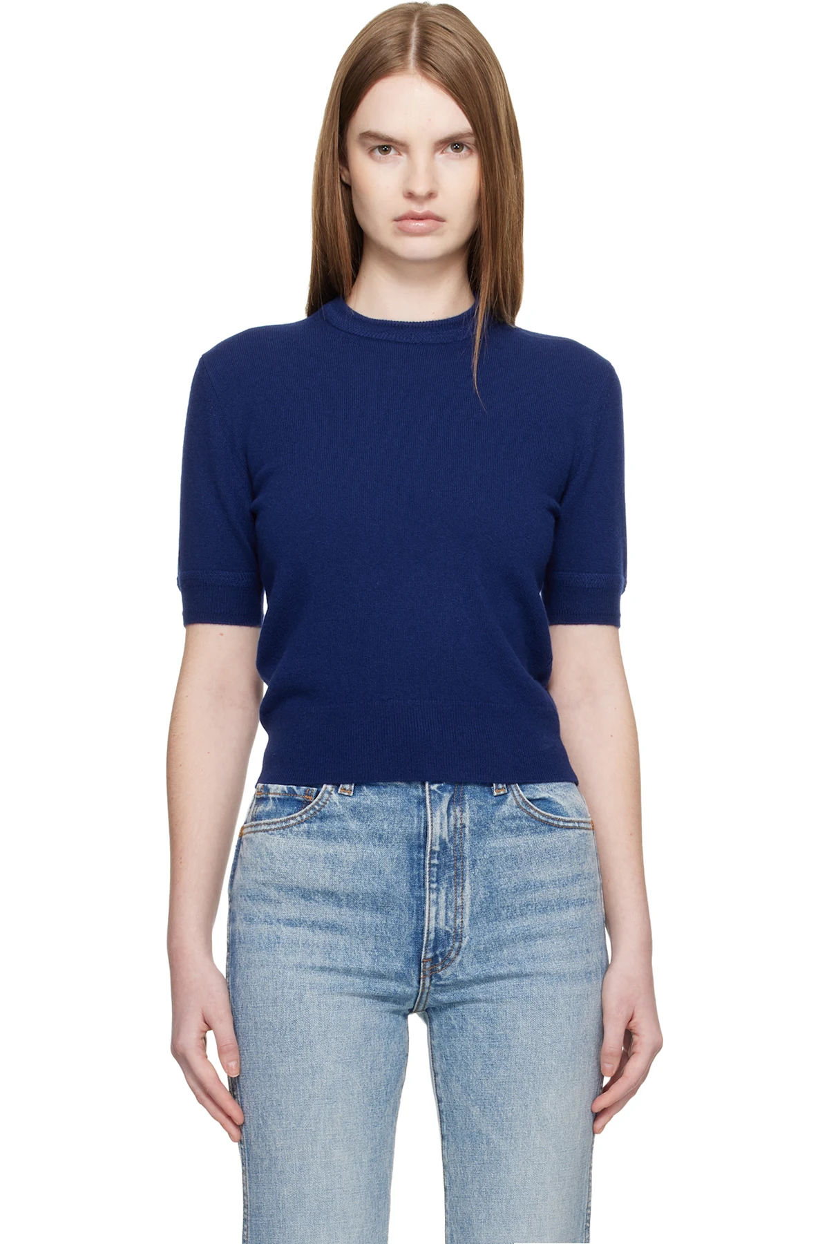 Blue Lightweight Wool Knit T-Shirt