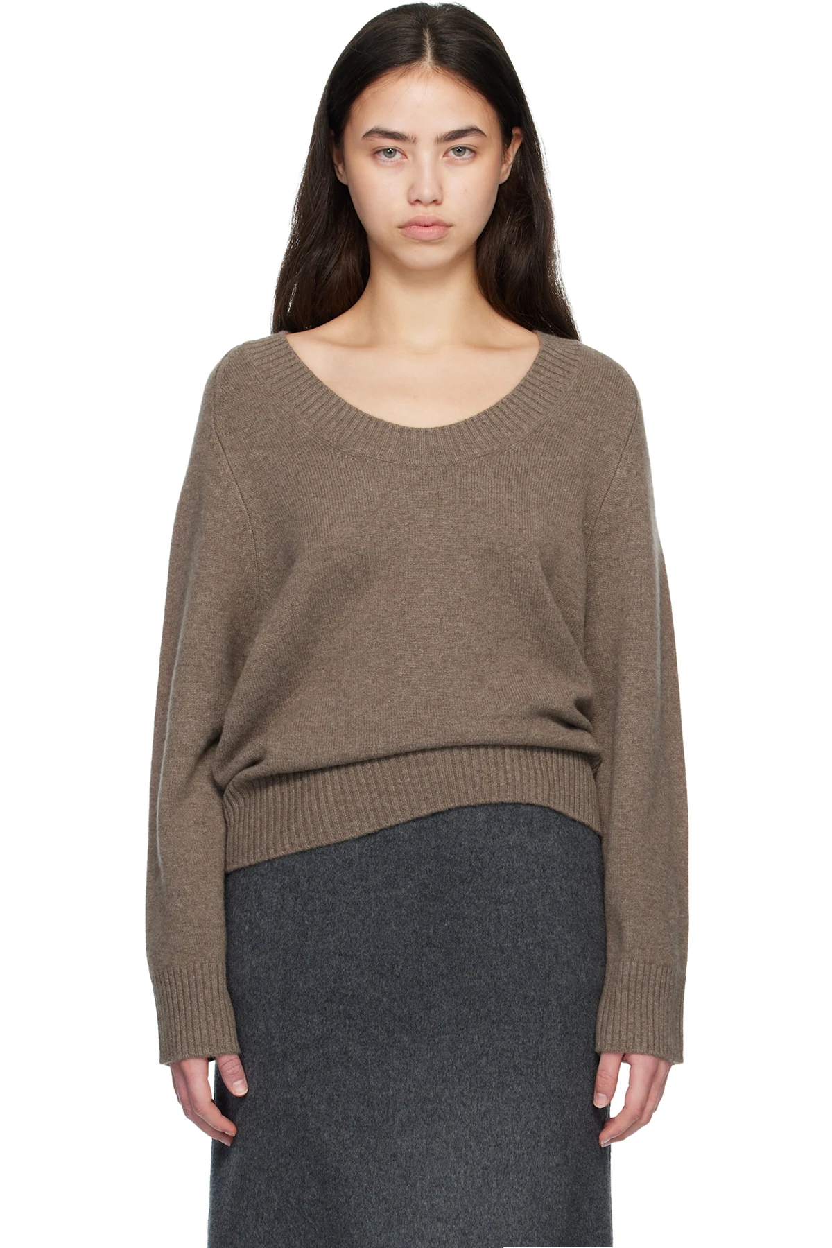 Brown BAJI U Neck Cashmere Sweater