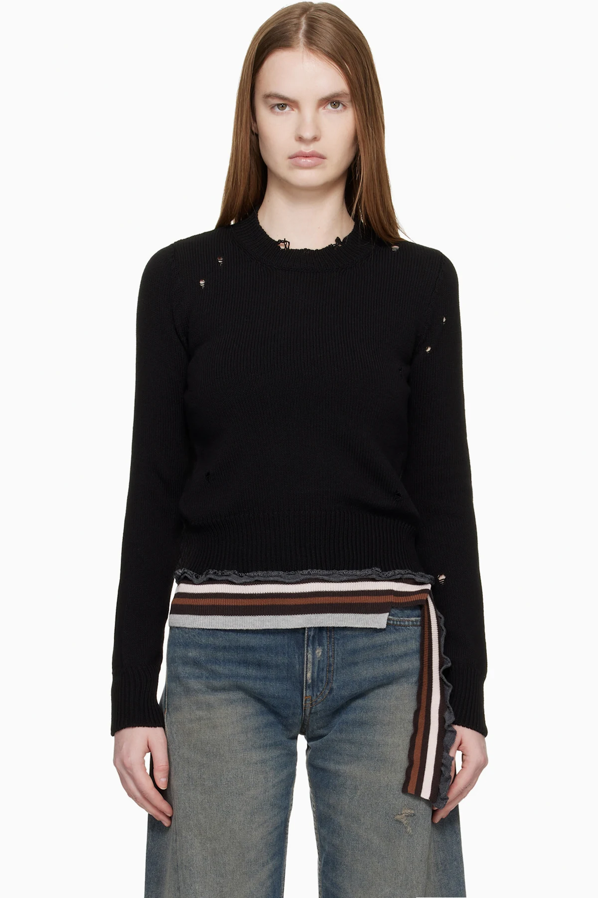 Black Ribbed Knit Top