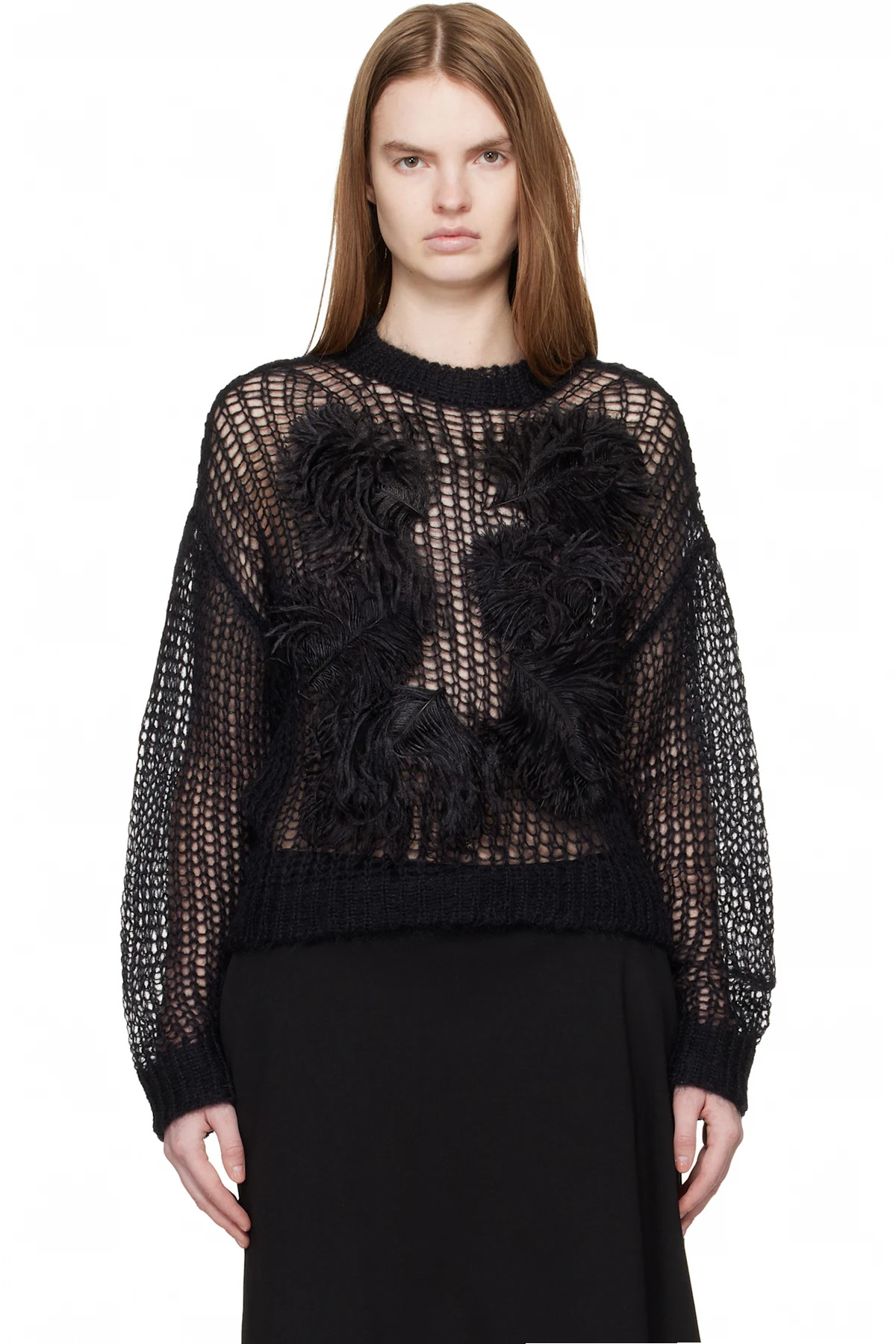 Black Light Mohair Feather Sweater