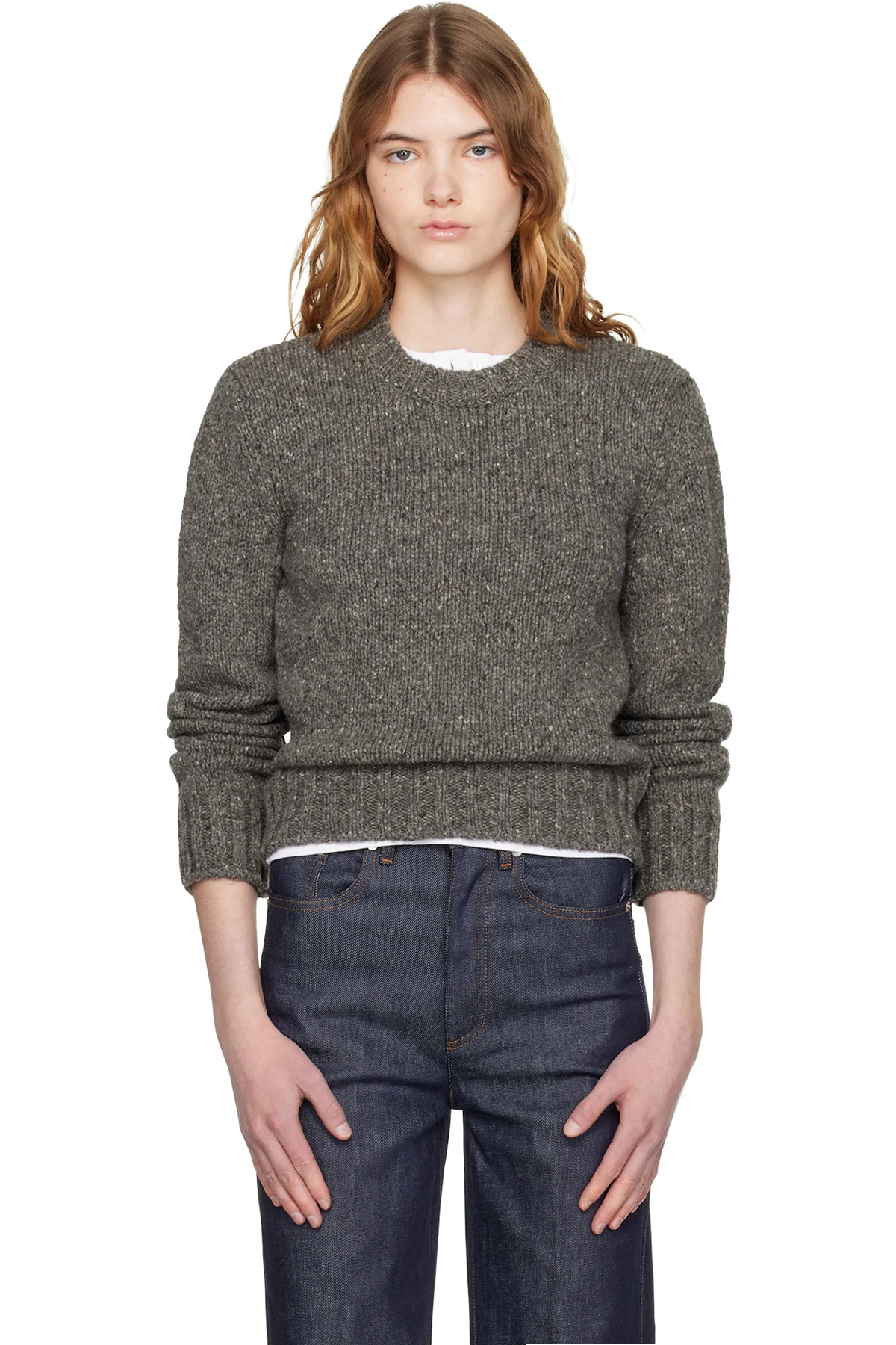 Gray Short Round Neck Sweater
