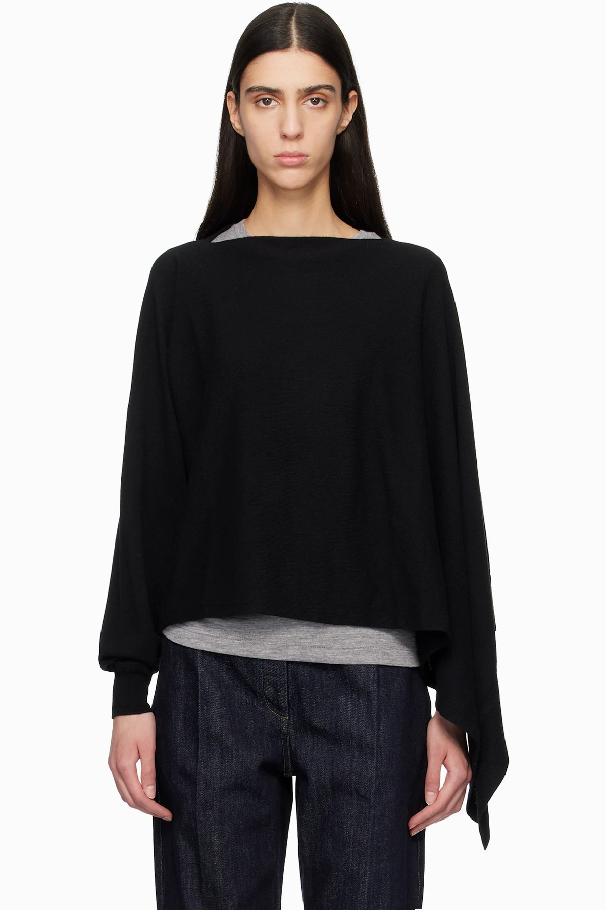 Black Cape One Sleeve Sweater