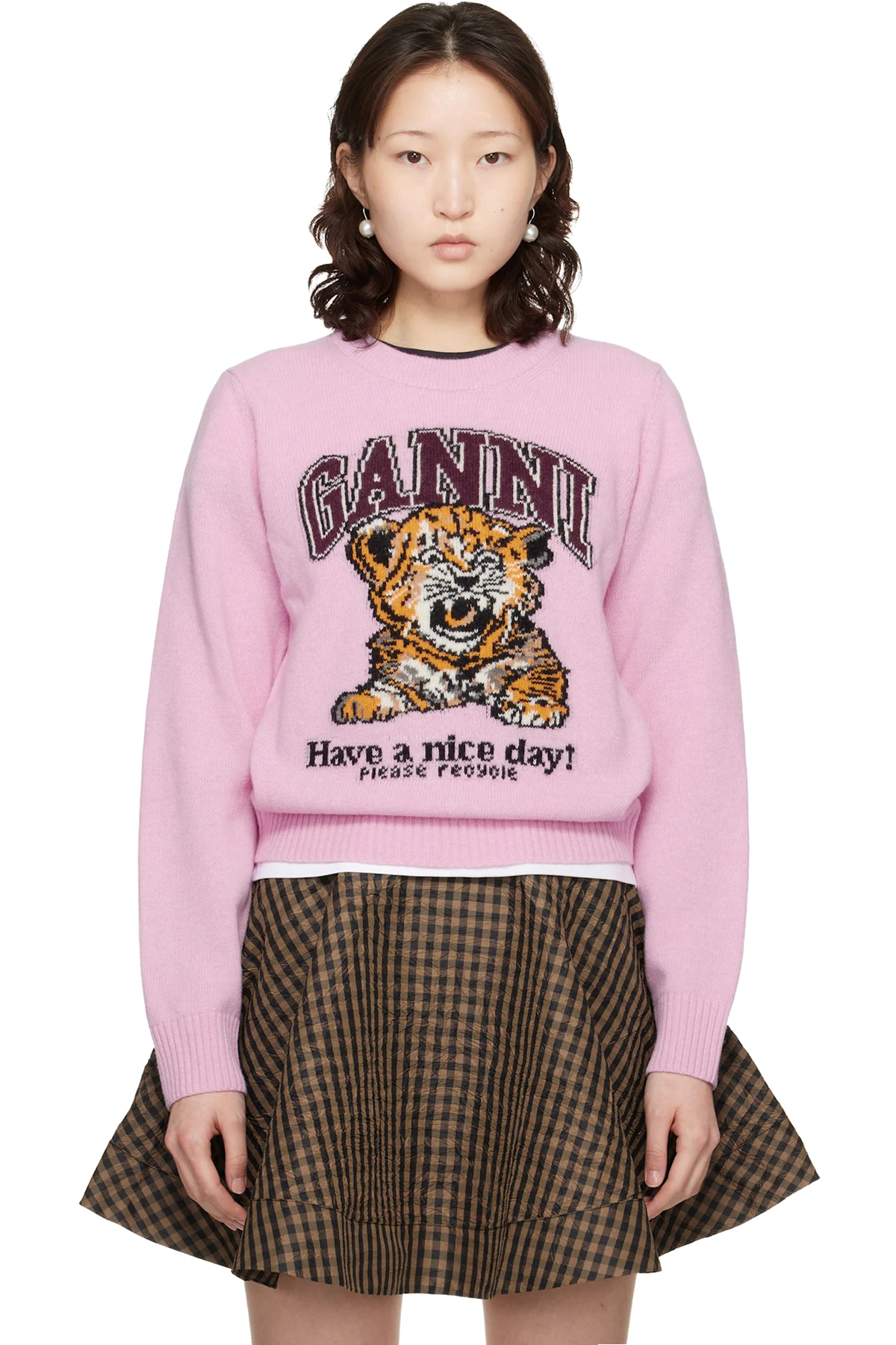 Pink Graphic Wool Sweater