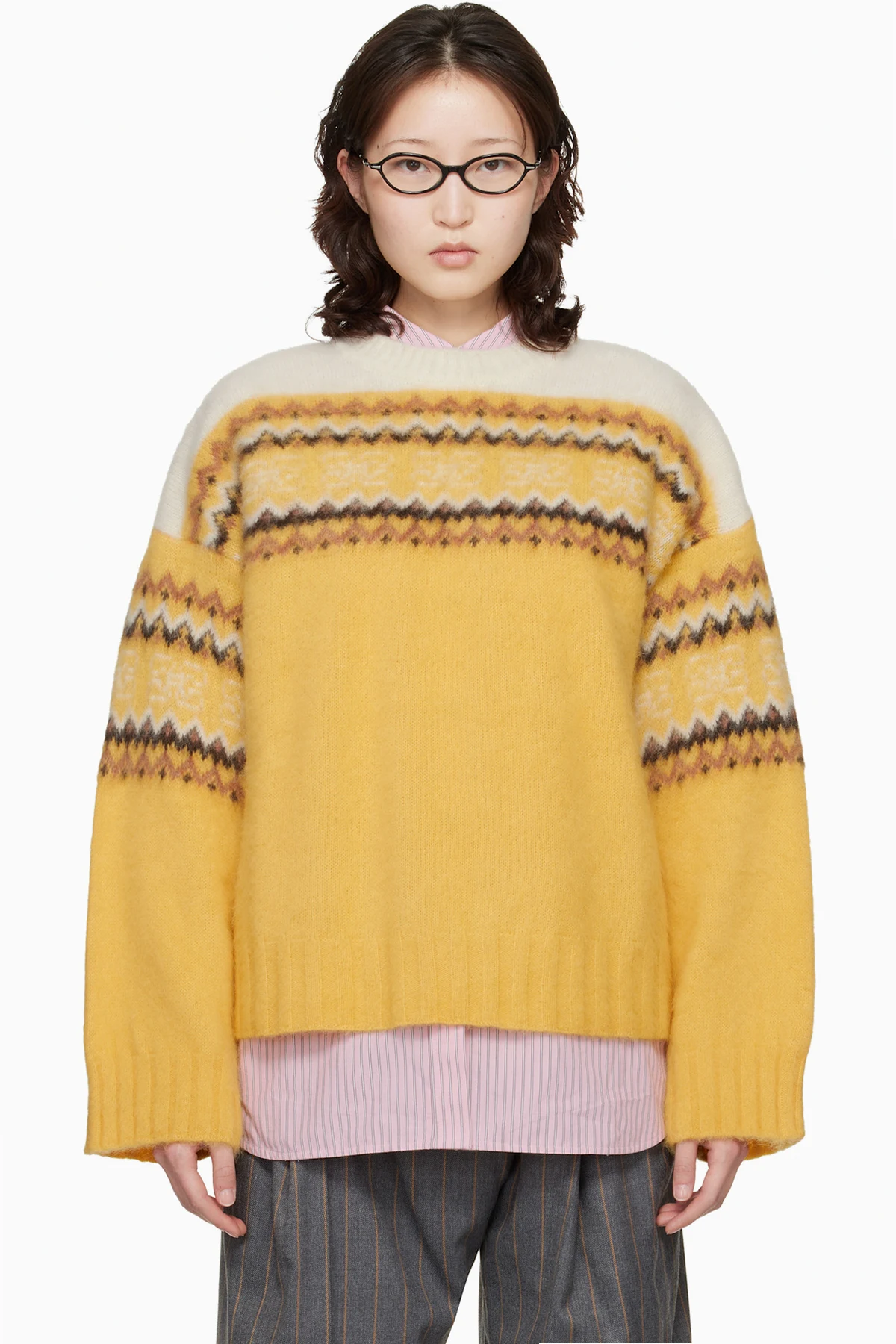Yellow Jacquard Sweater