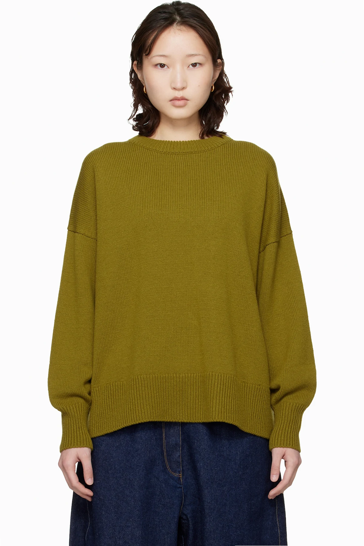Green Merino Wool Oversized Sweater
