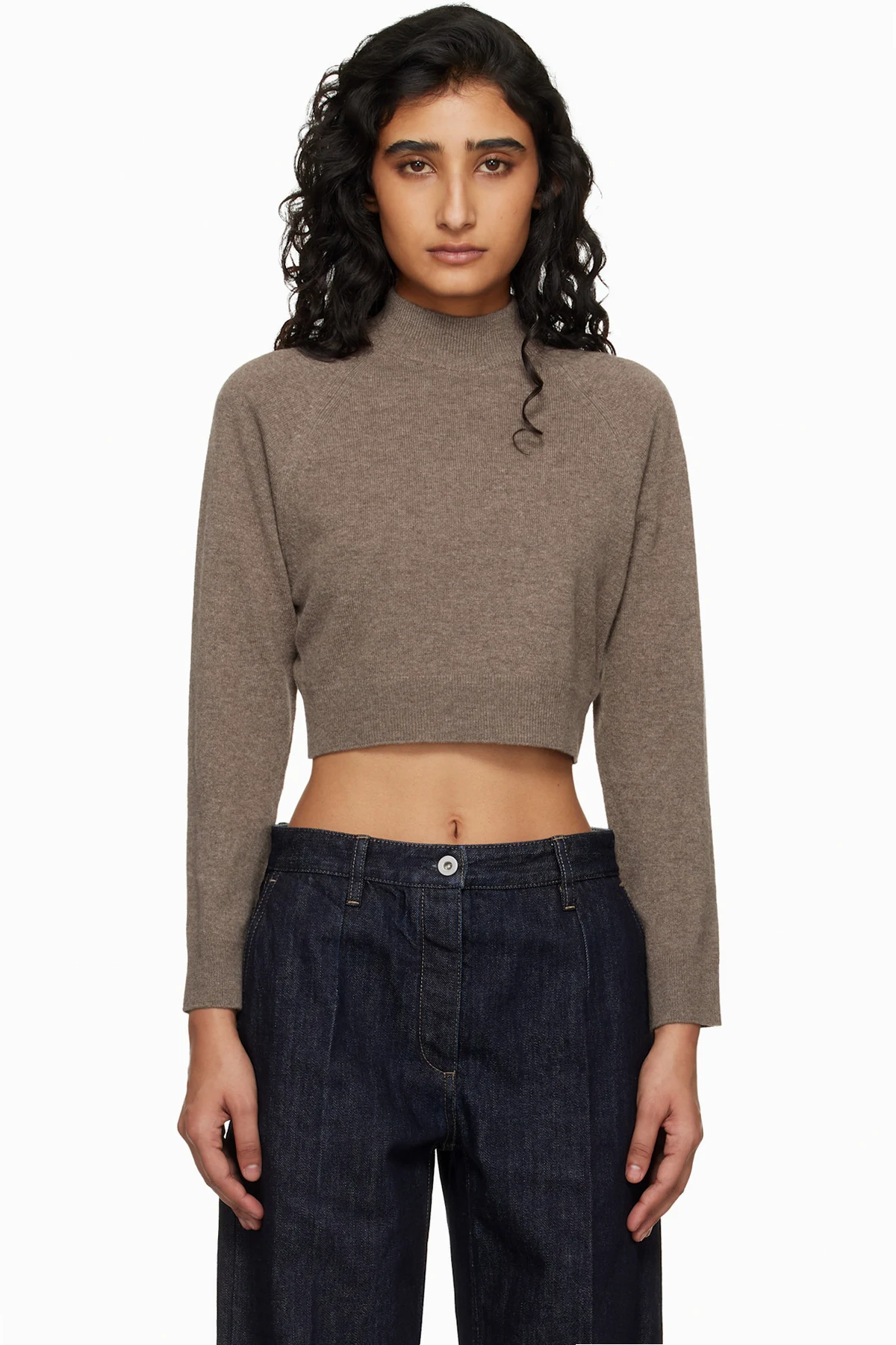 Brown LS Crop Sweater