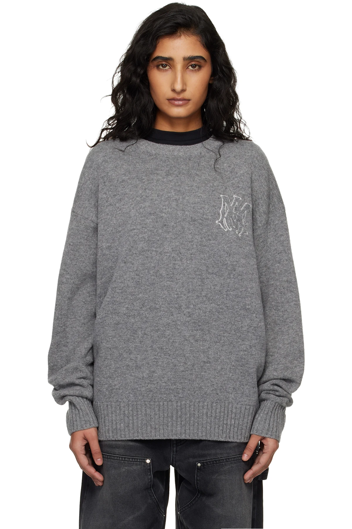 Gray MA Applique Sweater