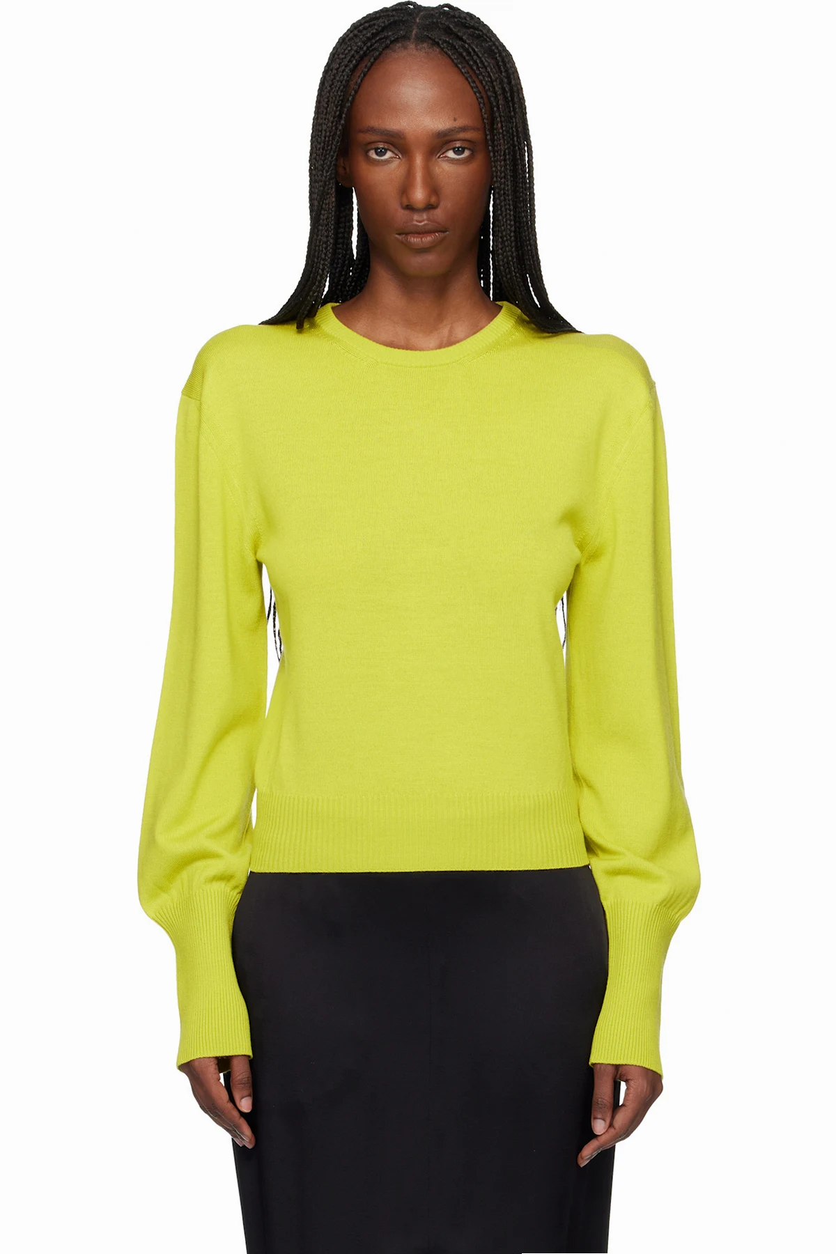 Green Wool Grosgrain Detail Sweater