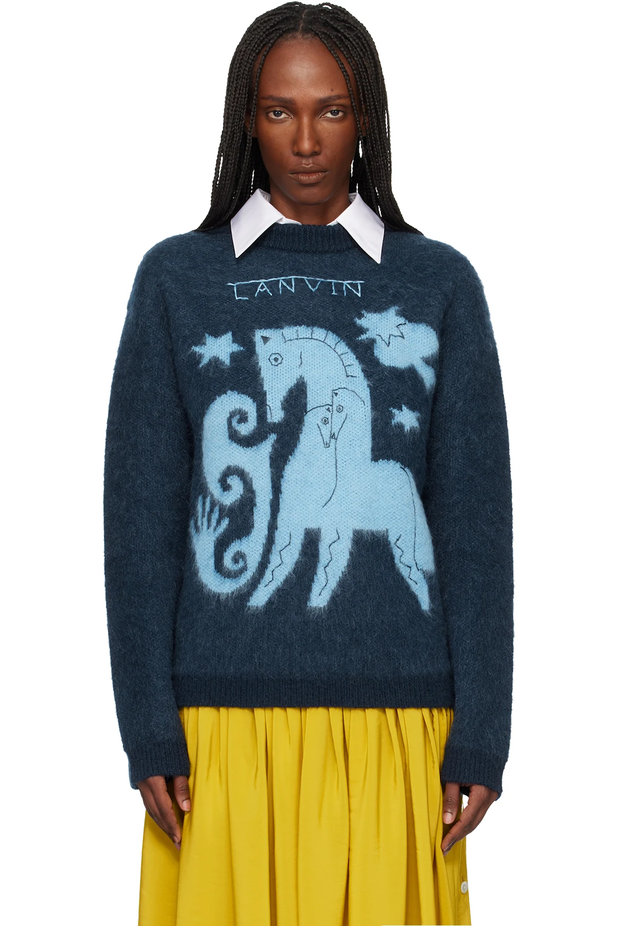 Navy Lunar Year Jacquard Mohair Sweater