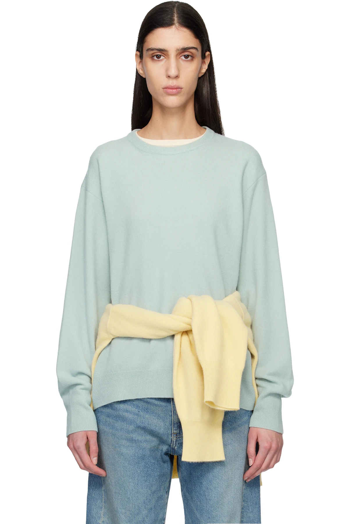 Blue Extra Fine Wool Knit Sweater