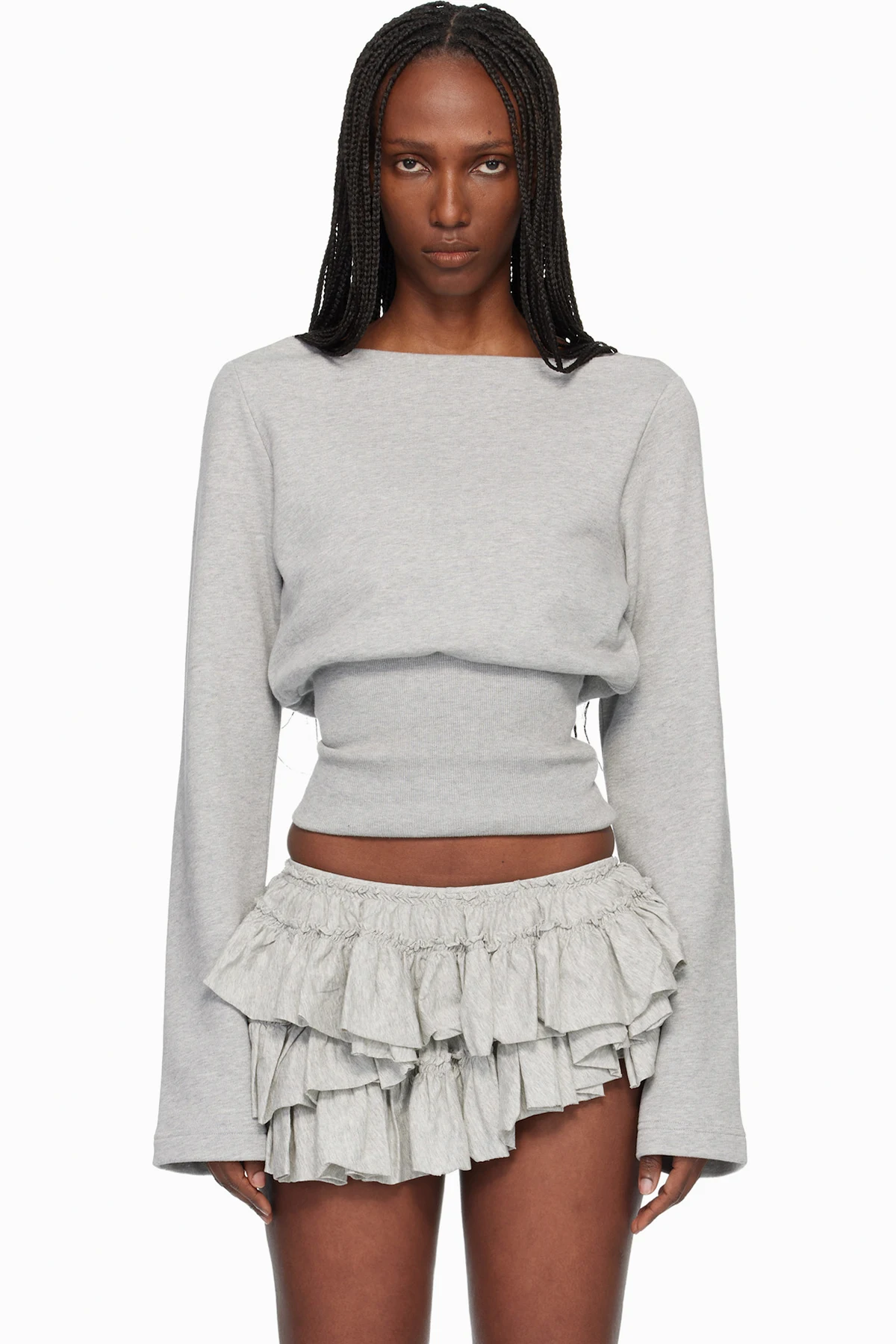 Gray Boat Neck T-shirt