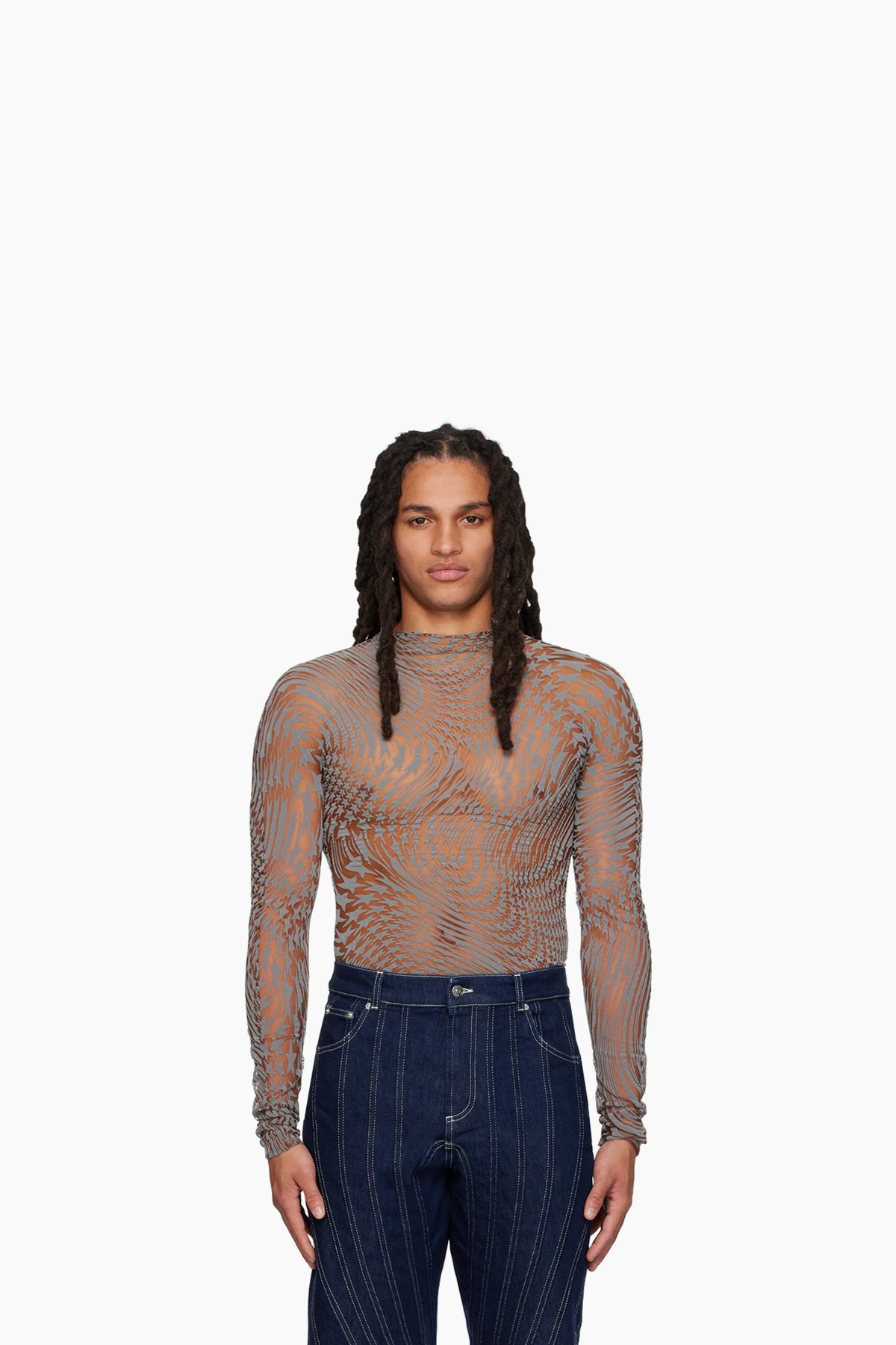 Tan & Gray Star Turtleneck