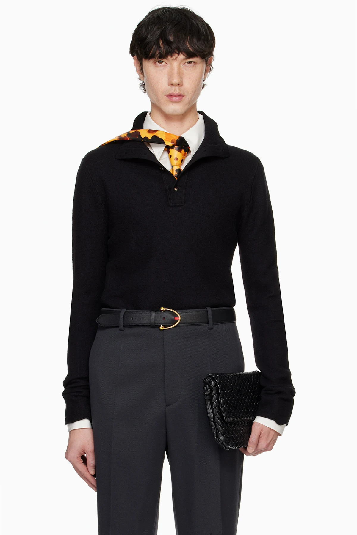 Black Felted Wool Turtleneck