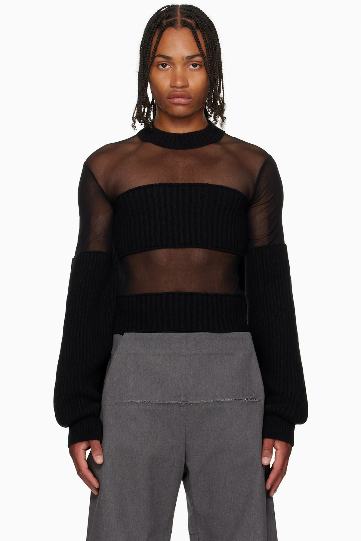 Black Mesh Cut Out Details Top