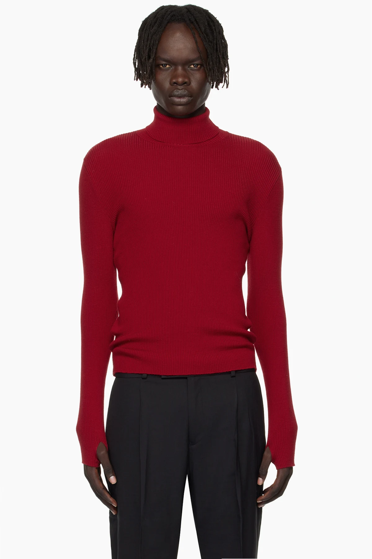 Red Ribbed Turtleneck