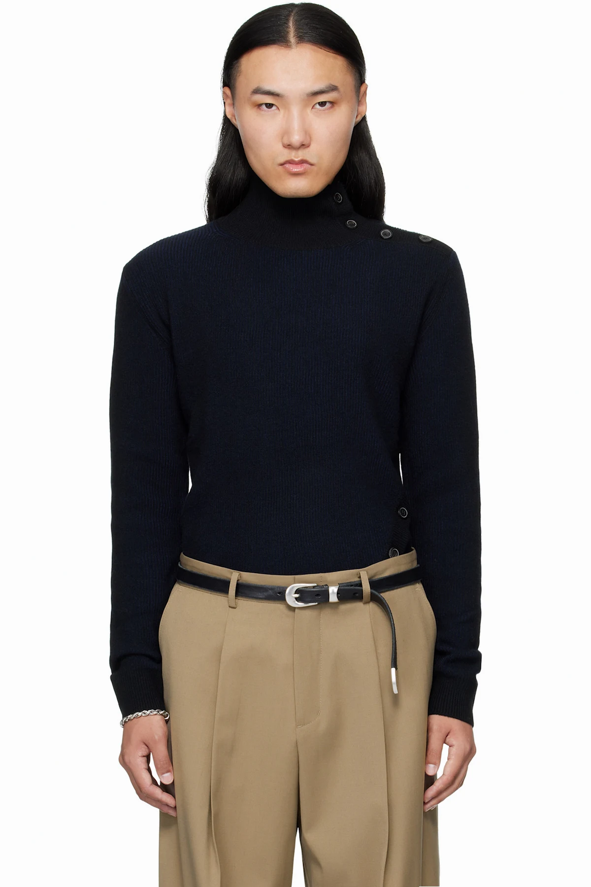 Navy & Black Oblique Turtleneck