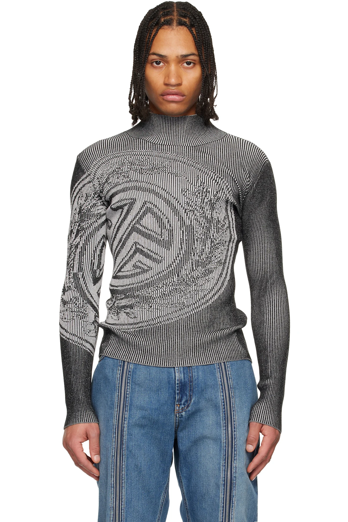 Gray 'The Laurel Stamp' Sweater