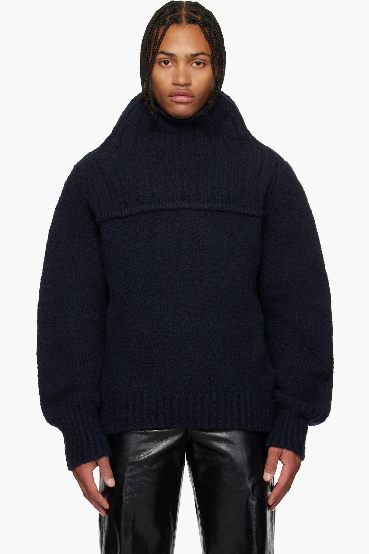 Navy Oversized Wool Turtleneck