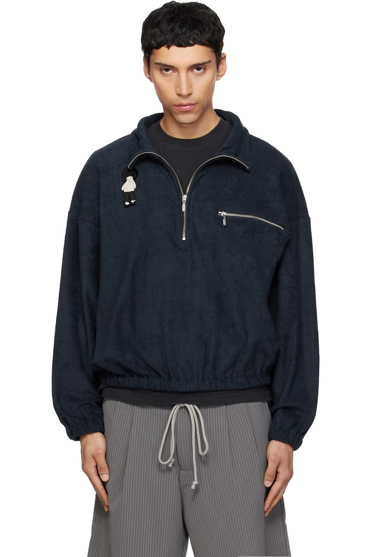 Navy Zip Funnel Sweatshirt