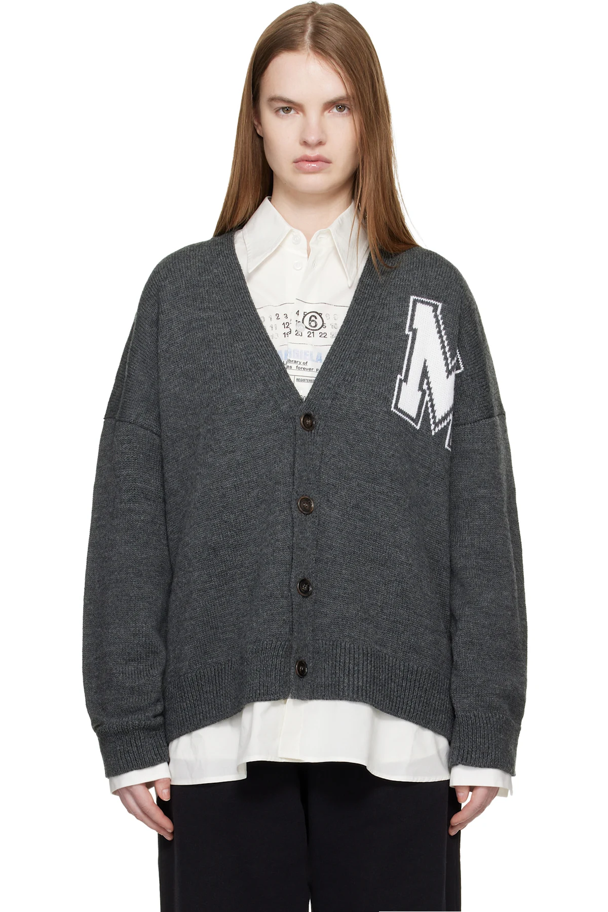 Gray Two-In-One Knit Cardigan