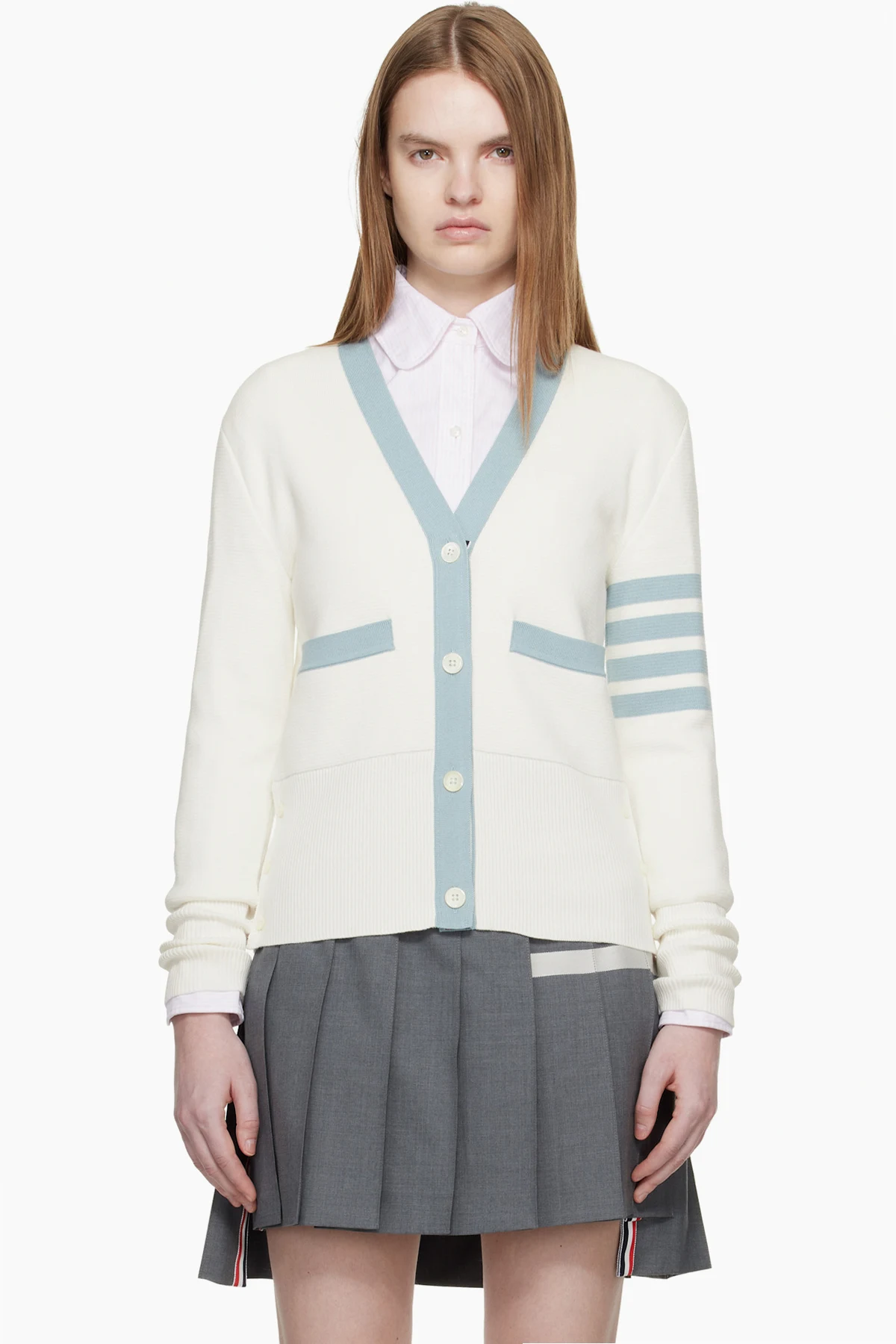 Off-White Milano Stitch Cotton 4-Bar Cardigan