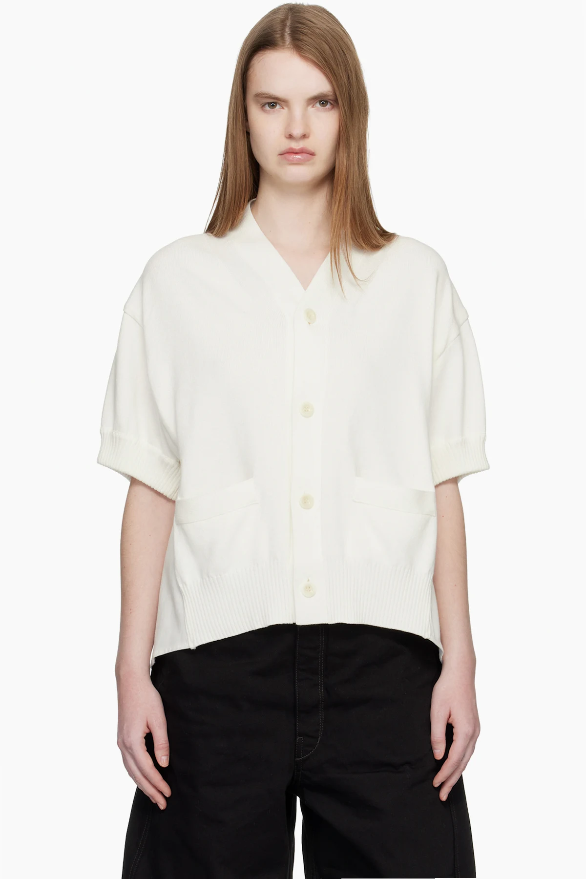 White Denim & Knit Cardigan