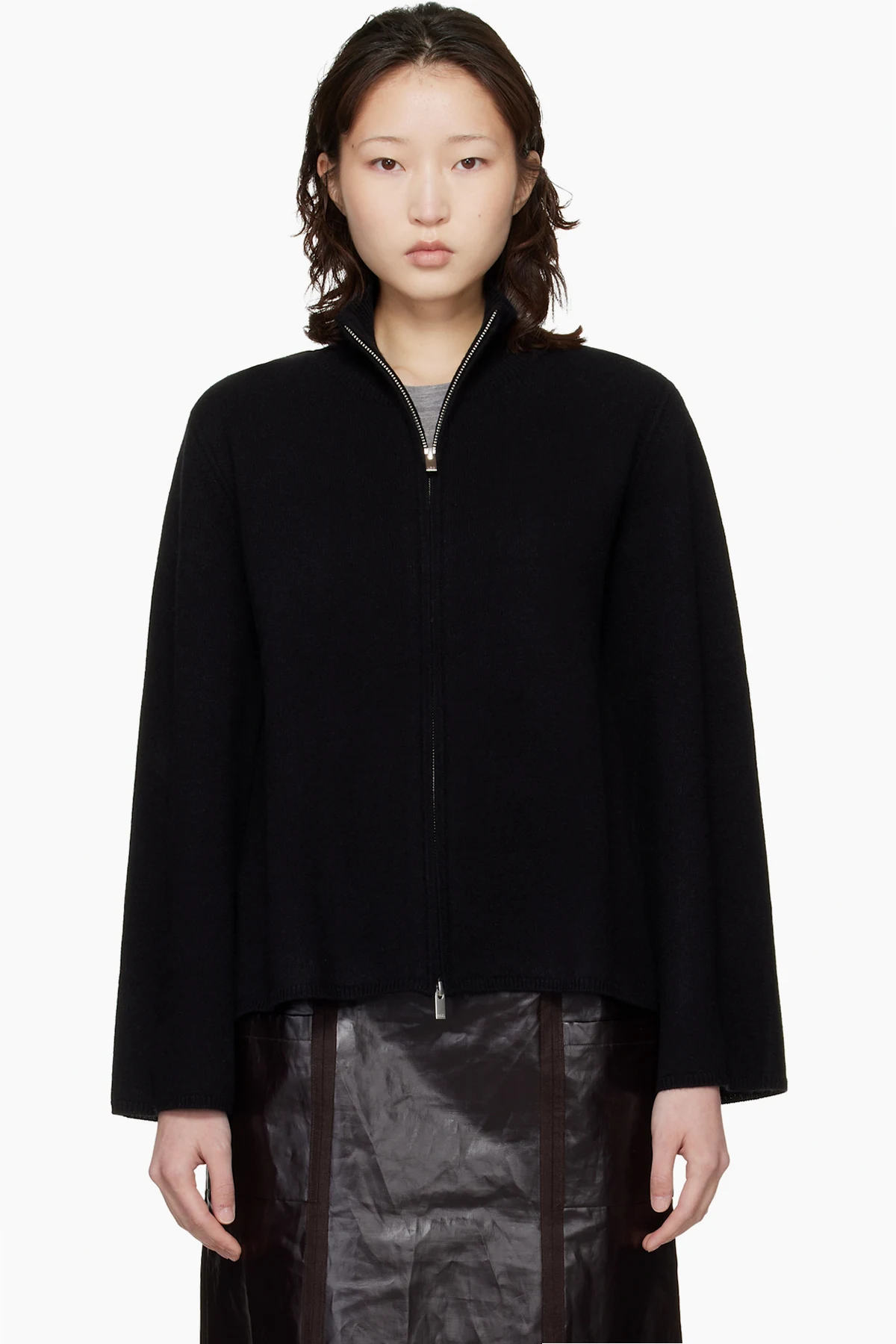 Black Gabi Zipped Cashmere Sweater