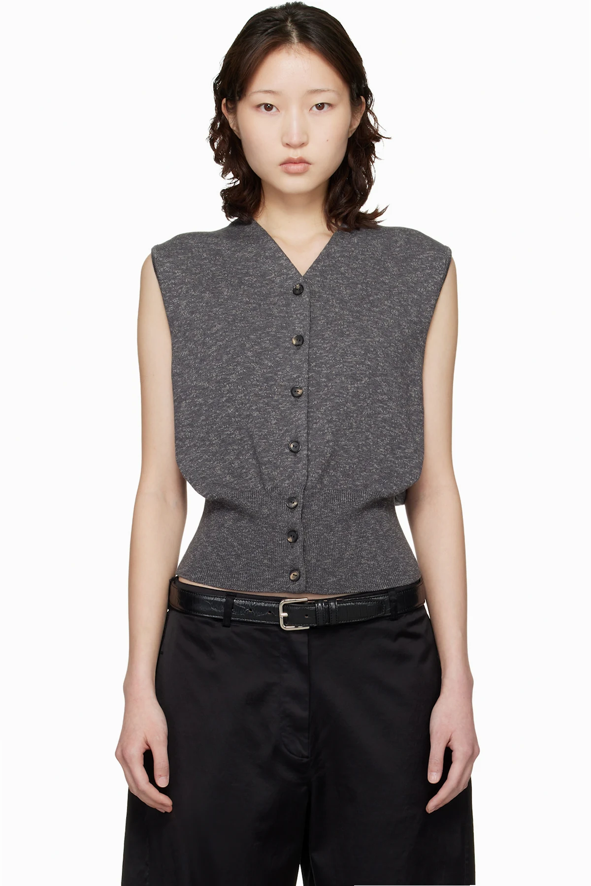 Gray Flecked Cotton Waistcoat