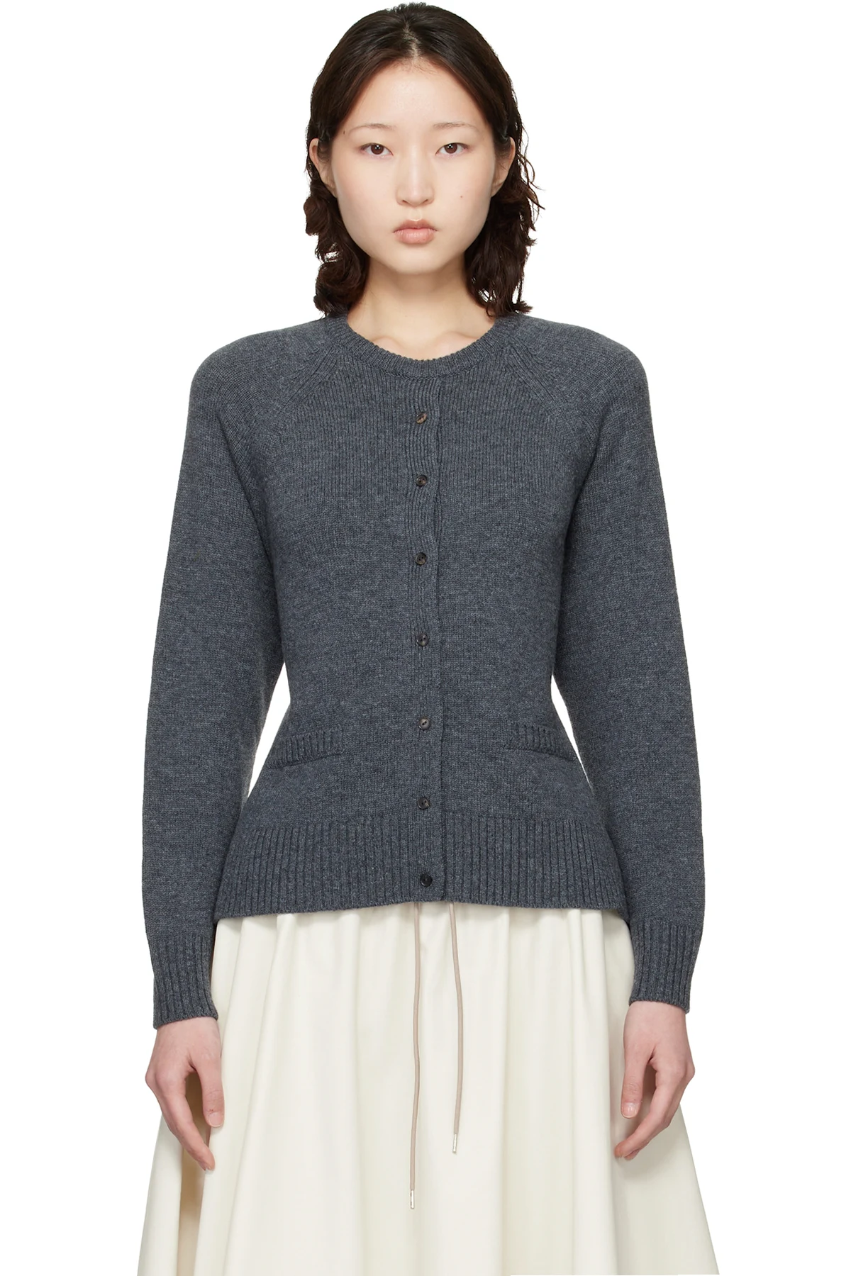 Gray Merino Wool Open-Back Cardigan