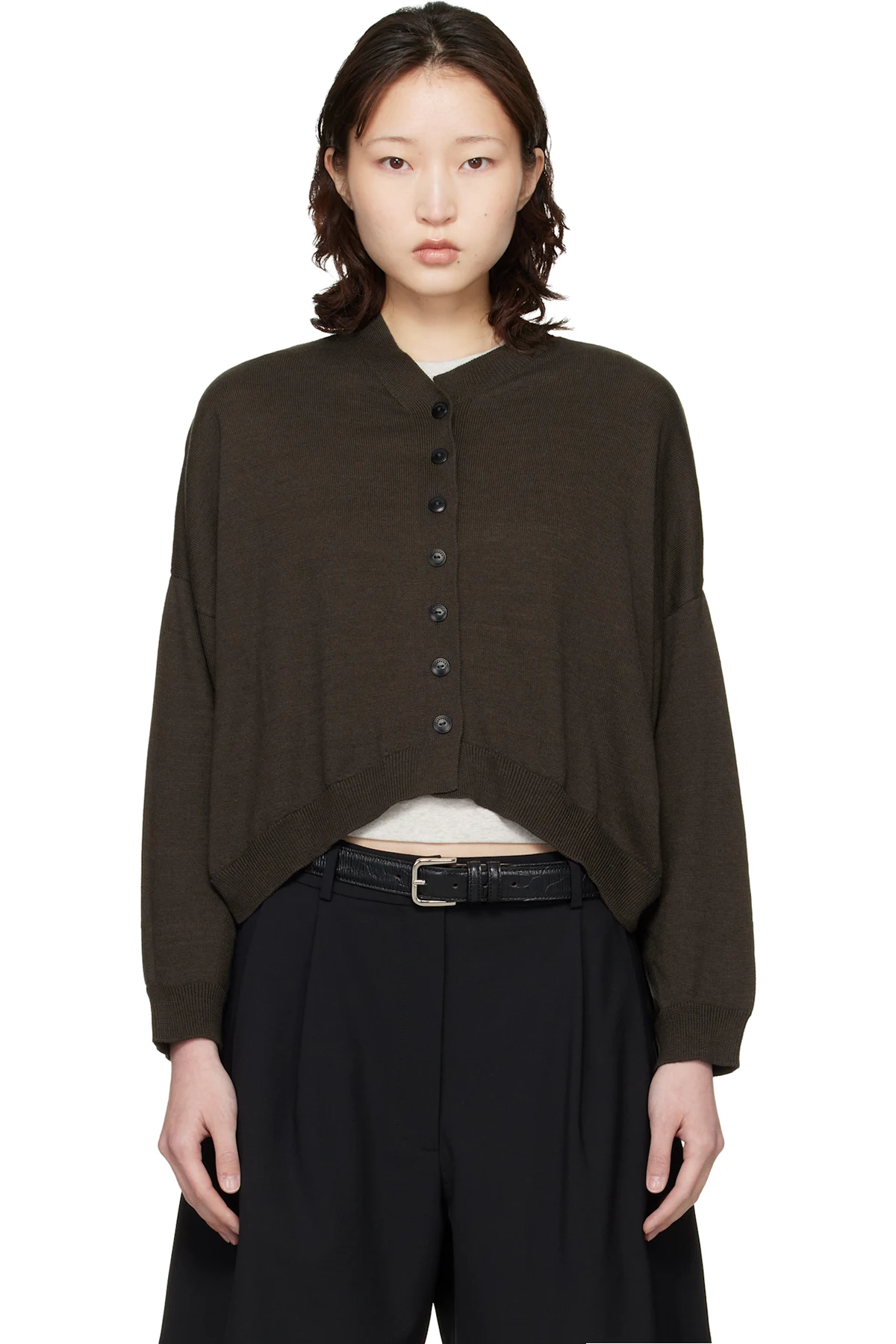 Brown Cotton & Cashmere Cardigan