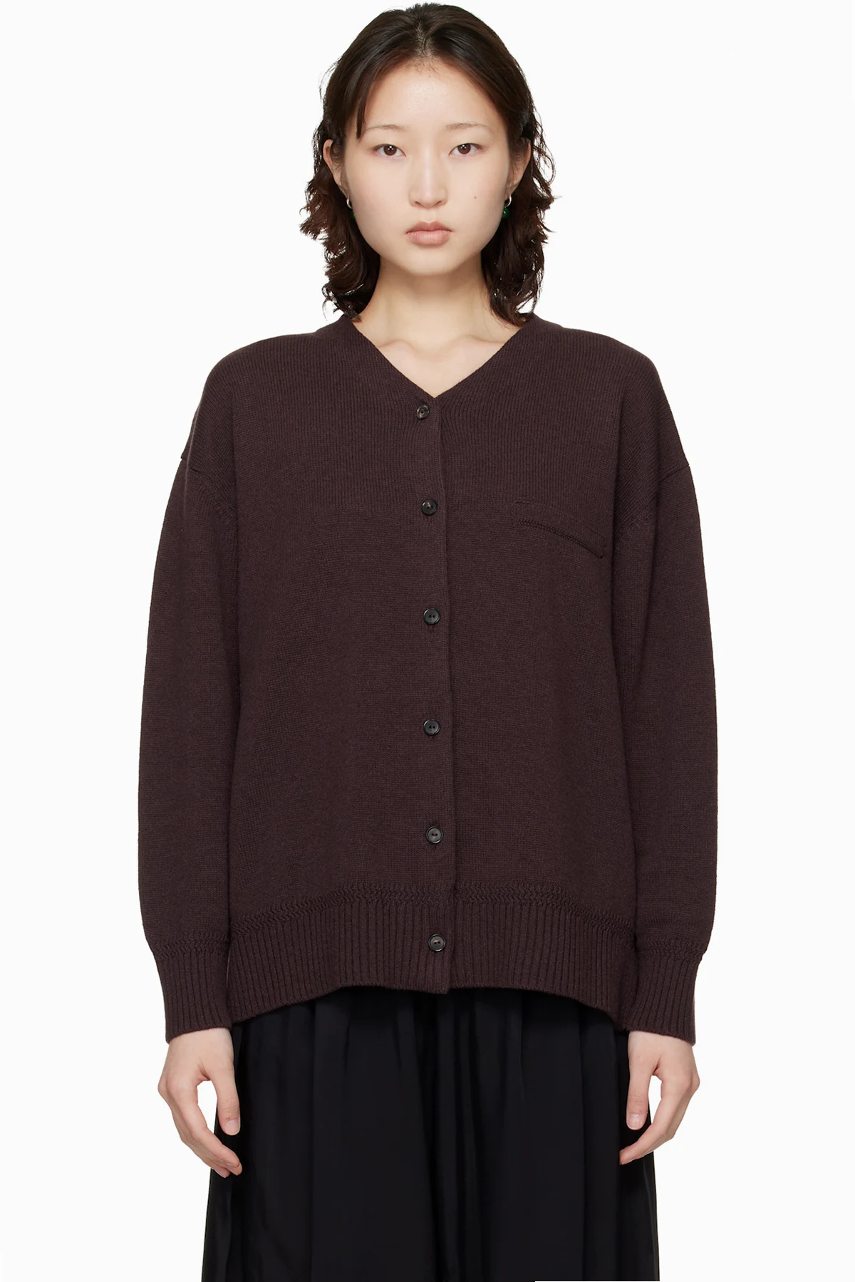 Burgundy Merino Wool Cardigan