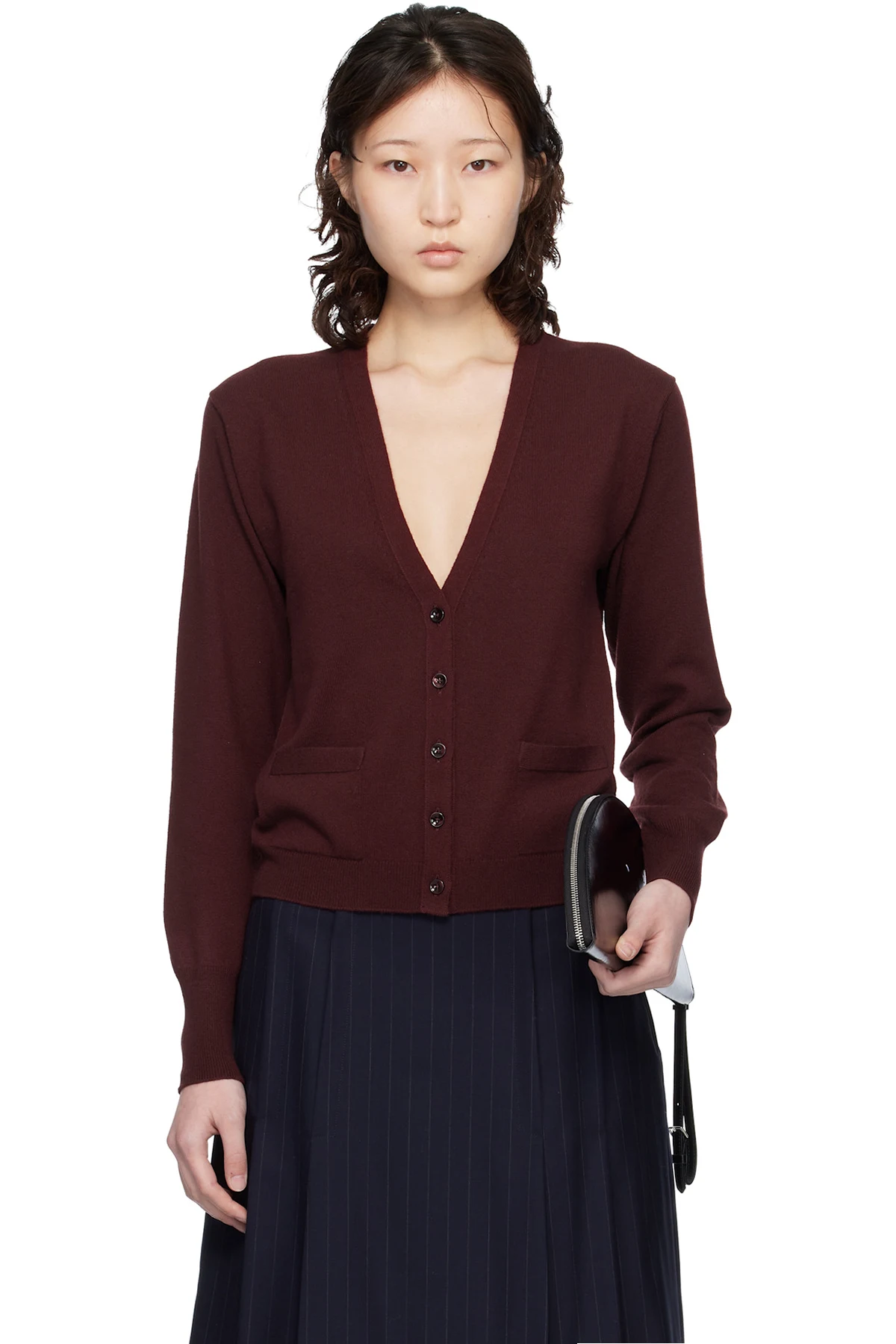Burgundy Virgin Wool Cardigan