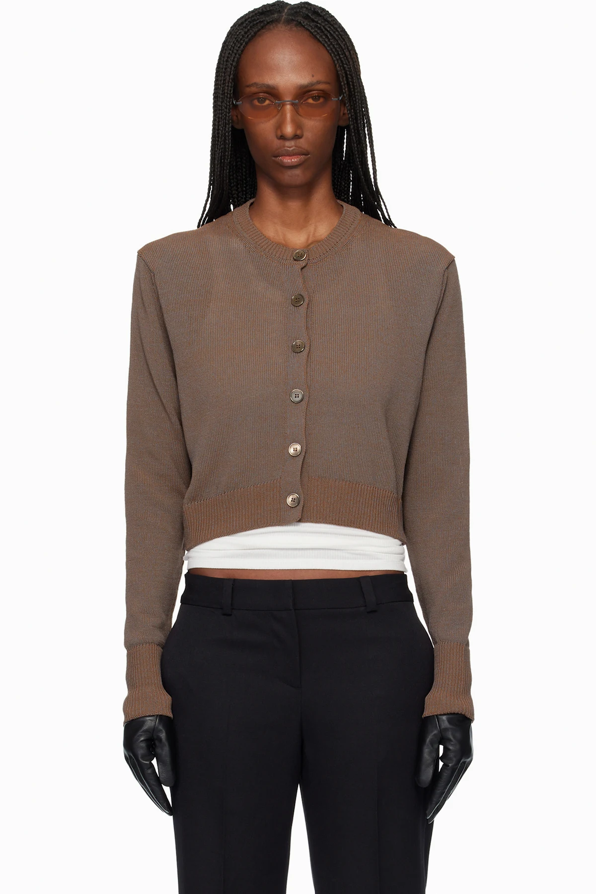 Brown Micro Cardigan