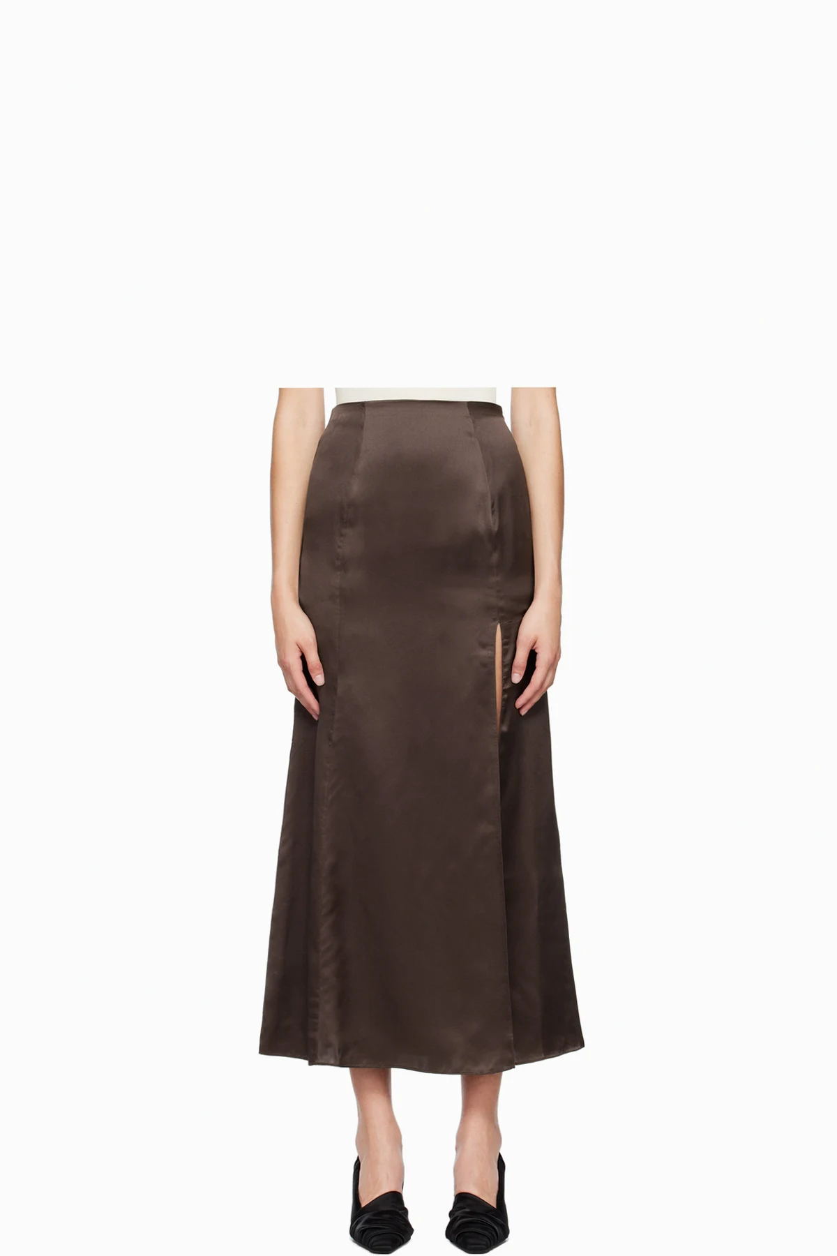 Brown Organic Silk Maxi Skirt