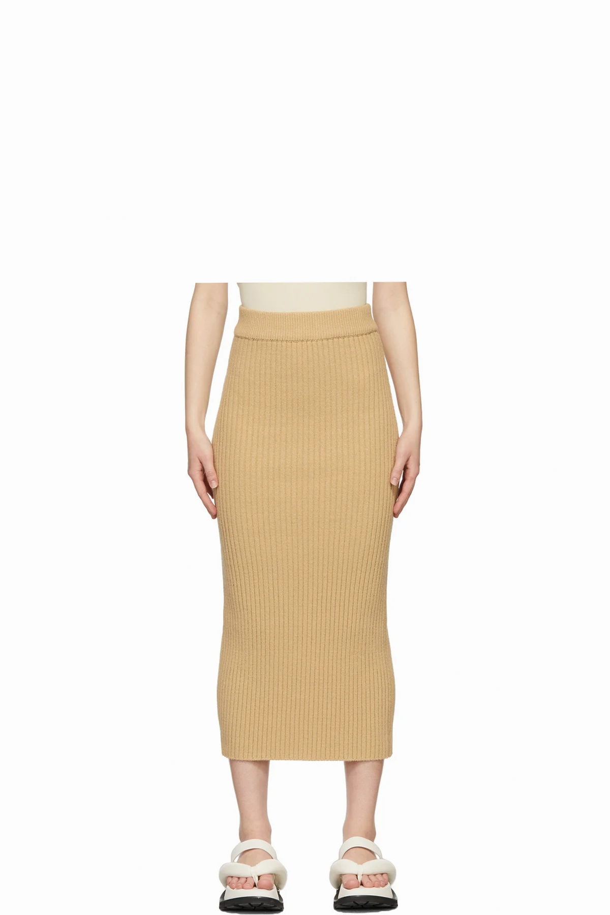 Beige Knit Long Skirt