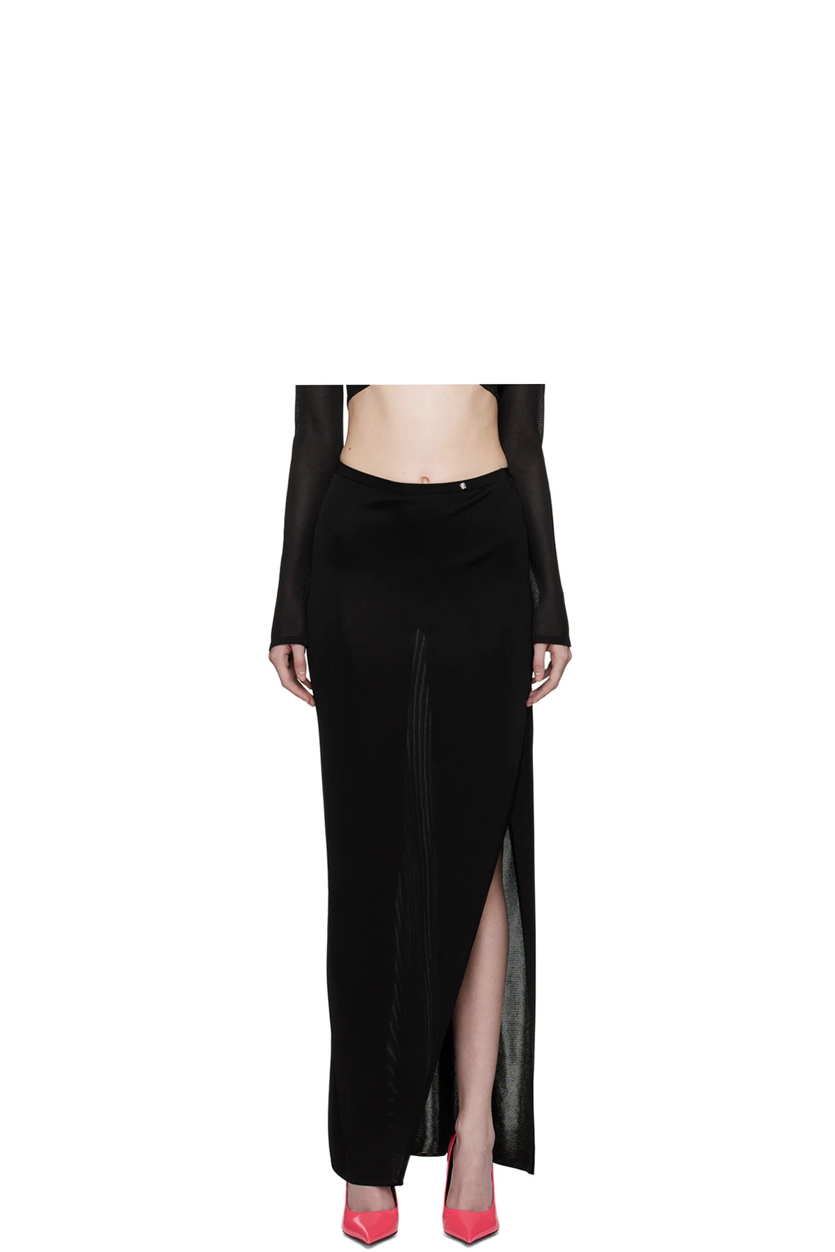 Black Vented Maxi Skirt
