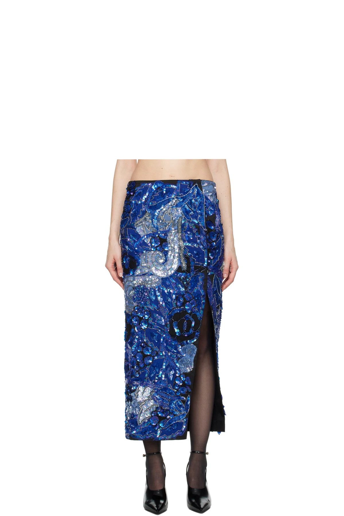 Blue Sequin Maxi Skirt