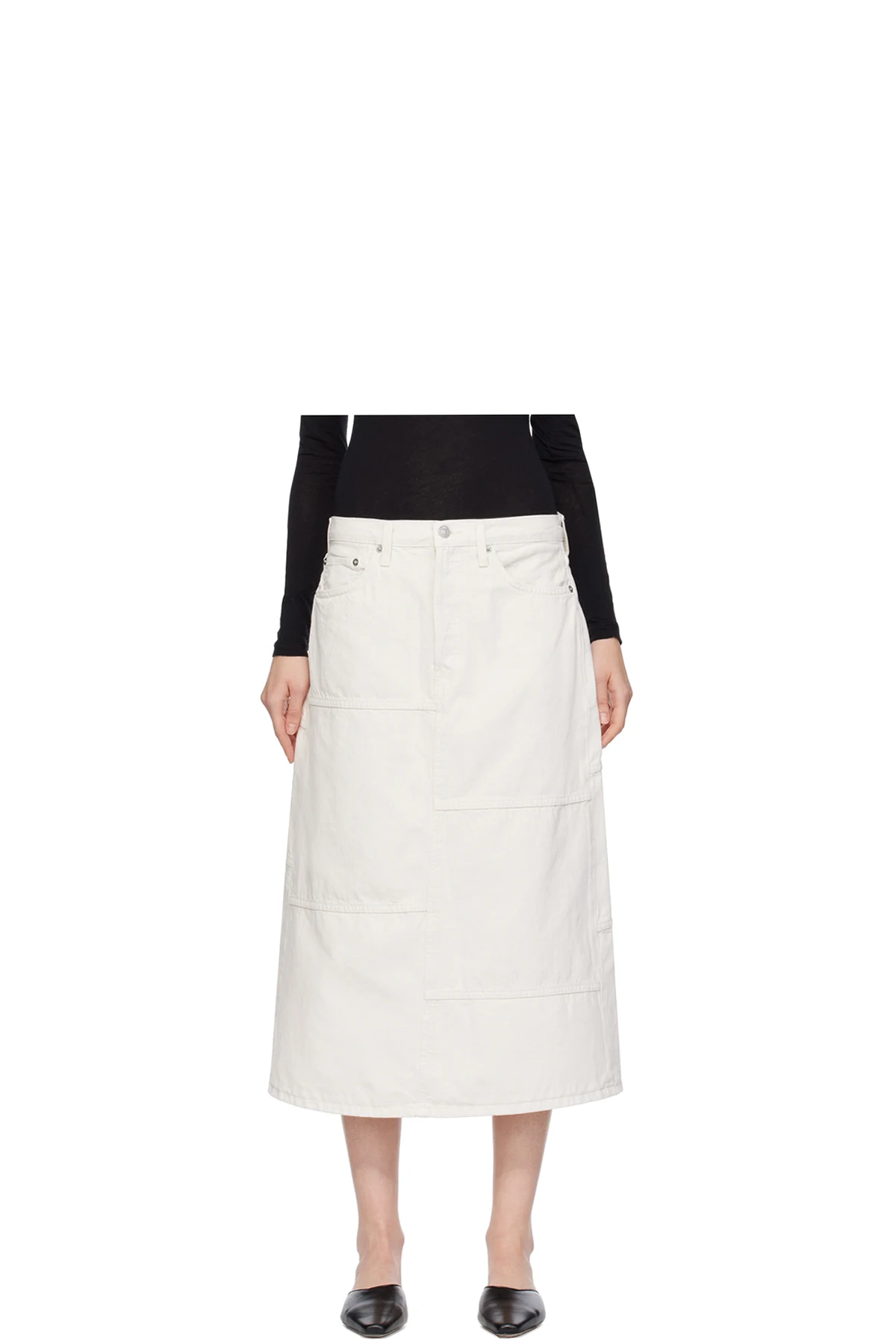 Off-White Seamed Denim Maxi Skirt