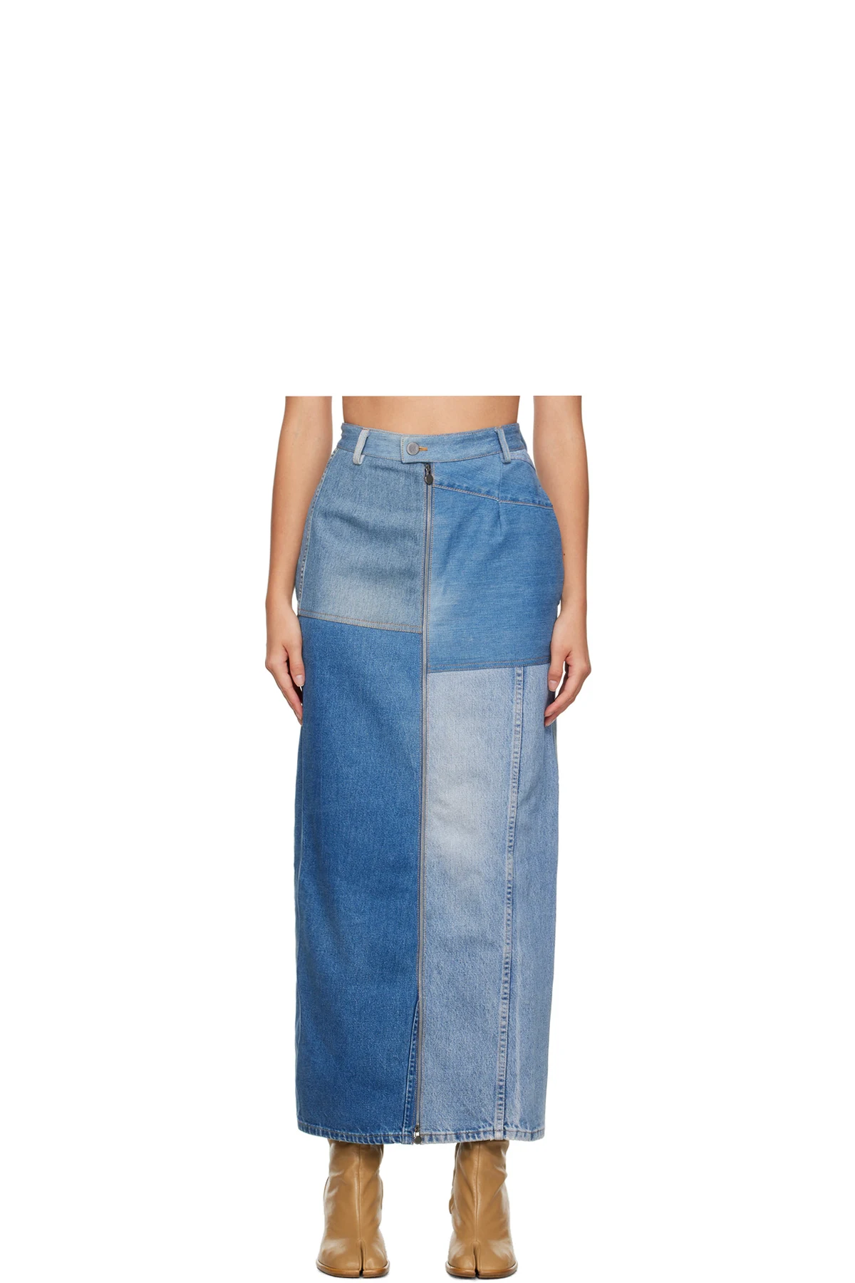 Blue Patta Denim Maxi Skirt