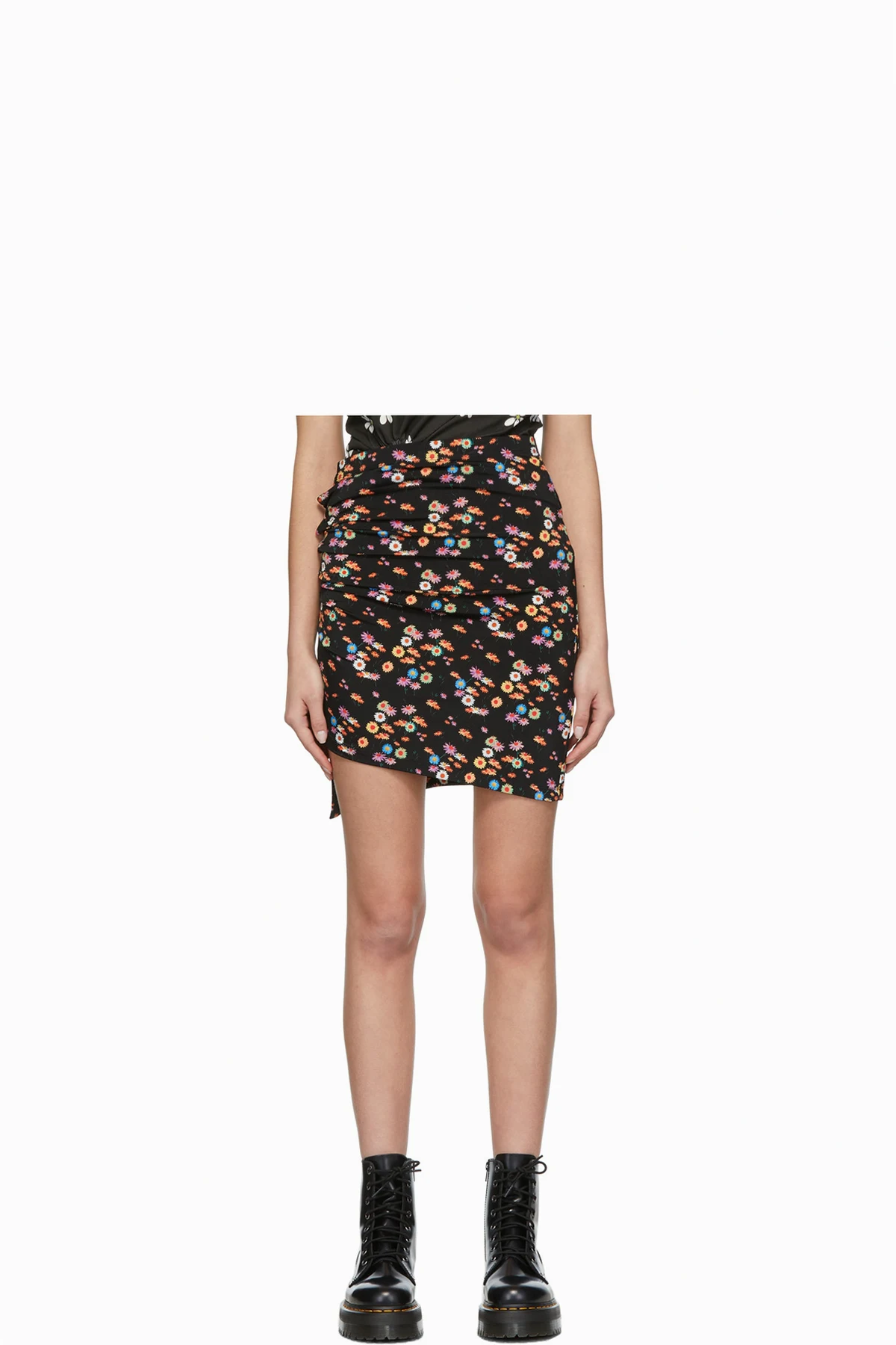 SSENSE Exclusive Black & Multicolor Capsule Pressions Ruched Mini Skirt
