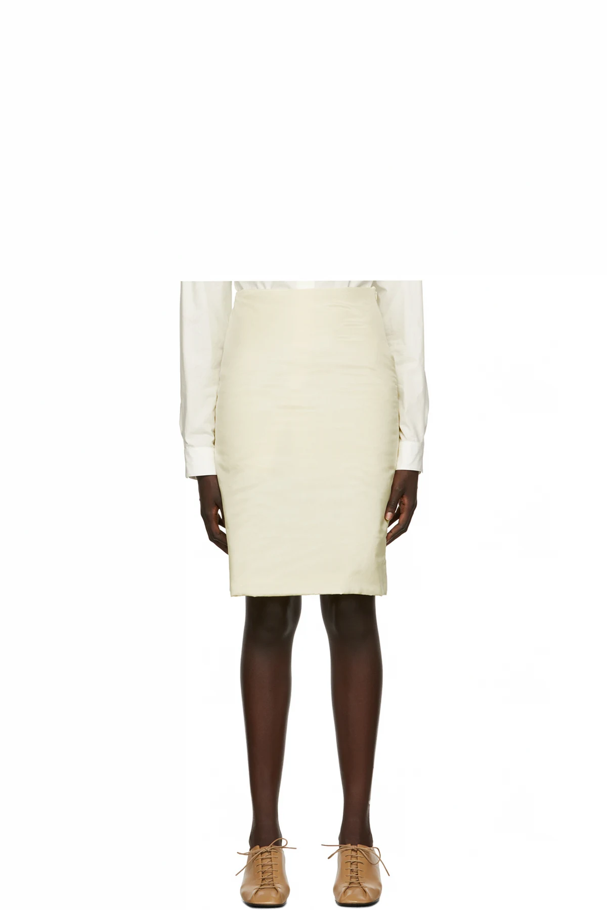 Off-White Silk Wadded Skirt
