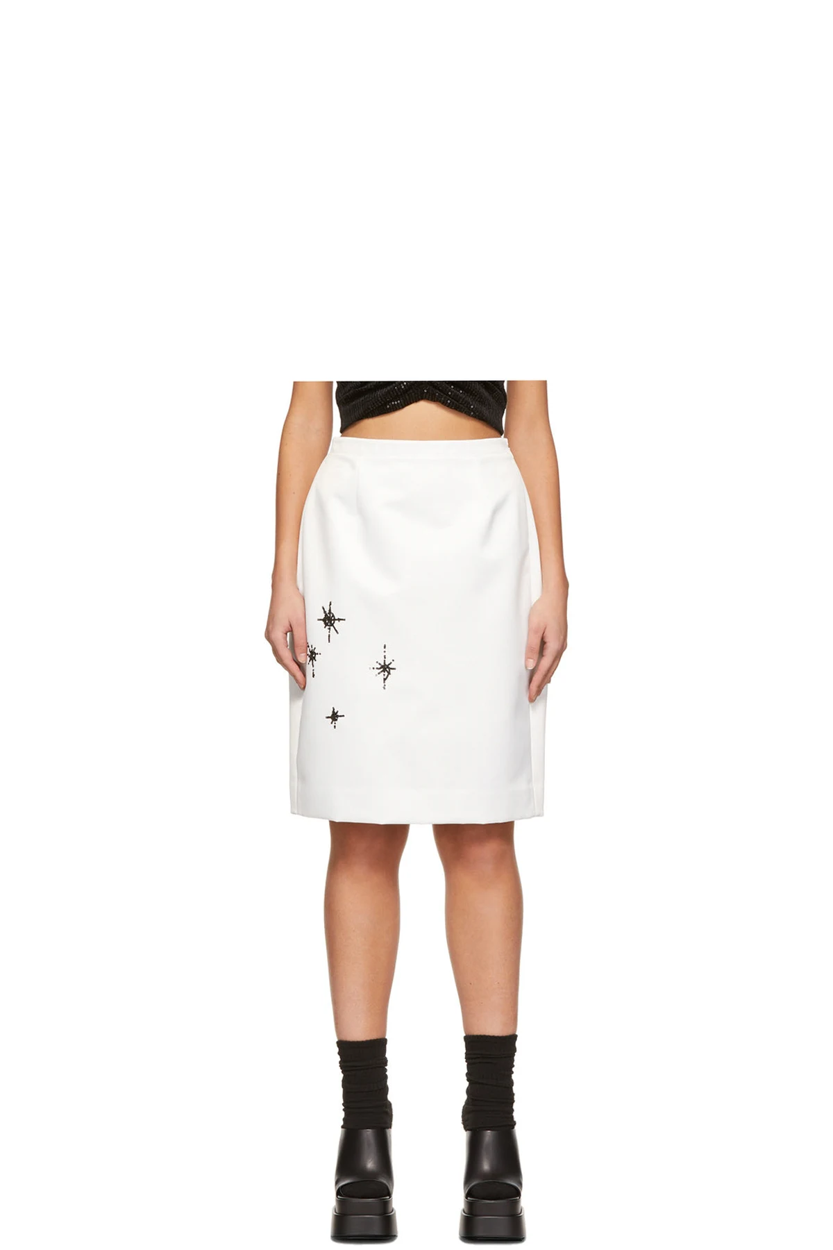 White Sequin Midi Skirt