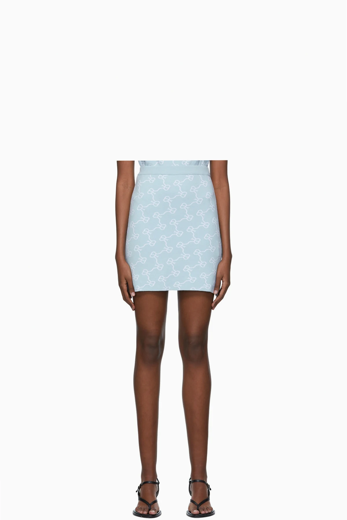 Blue Viscose Mini Skirt