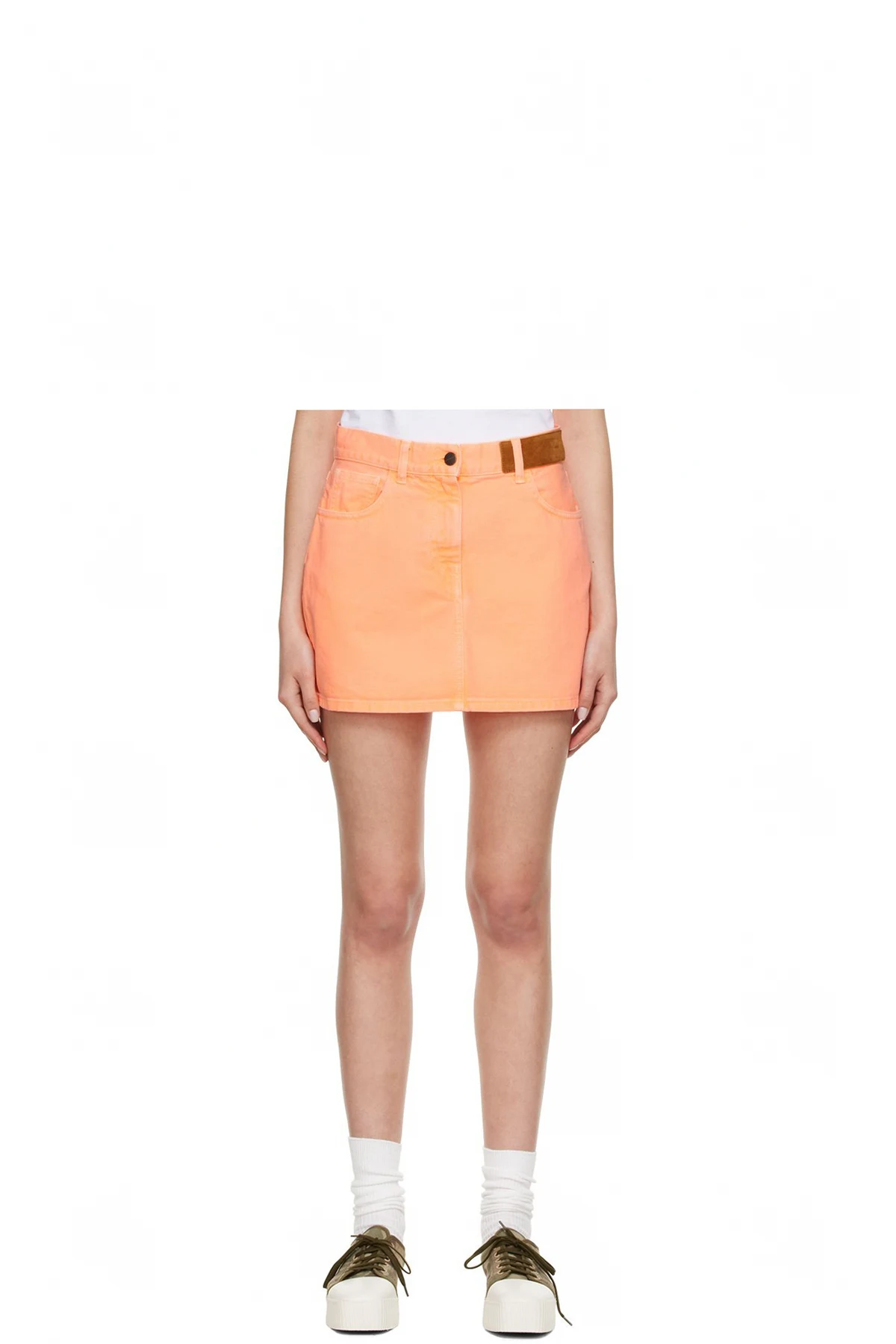 Orange Denim Mini Skirt