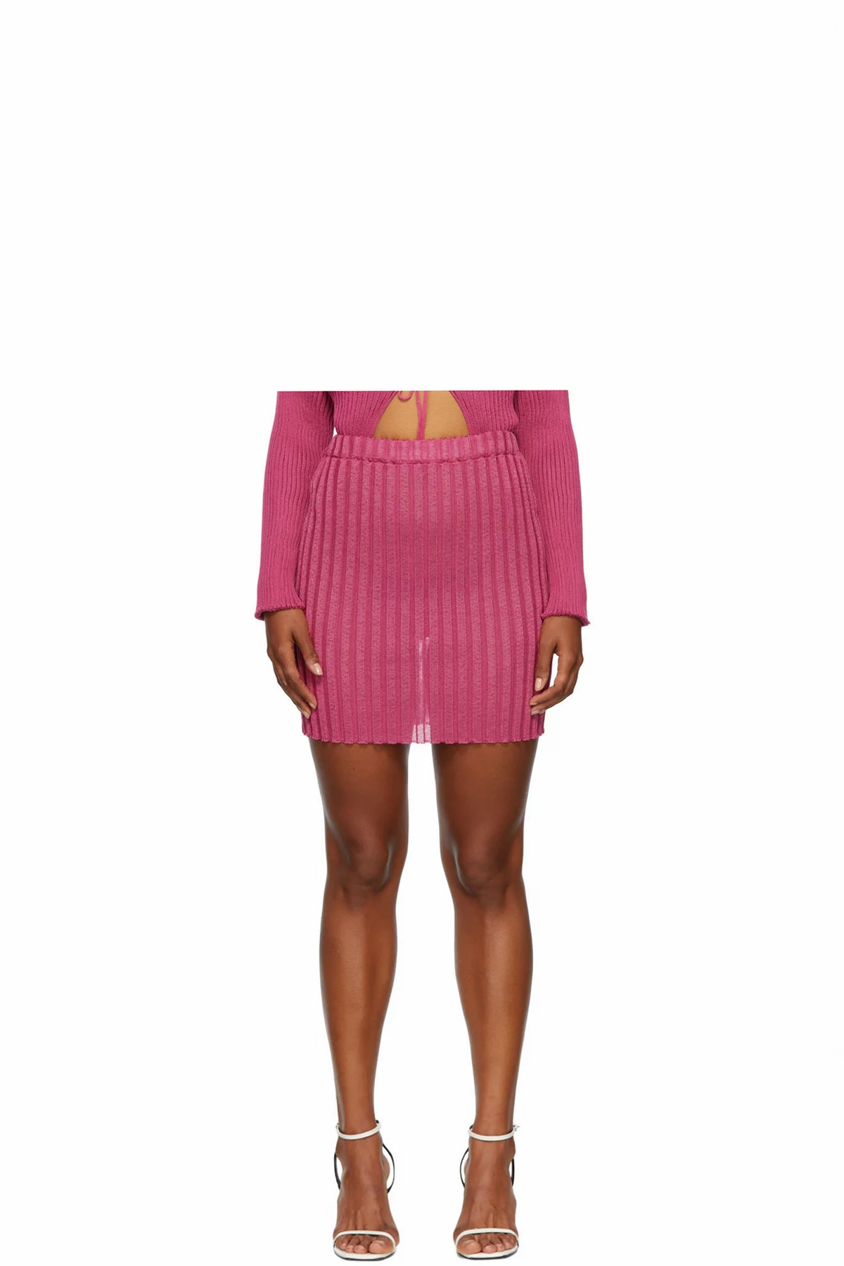 Pink Nylon & Cotton Miniskirt