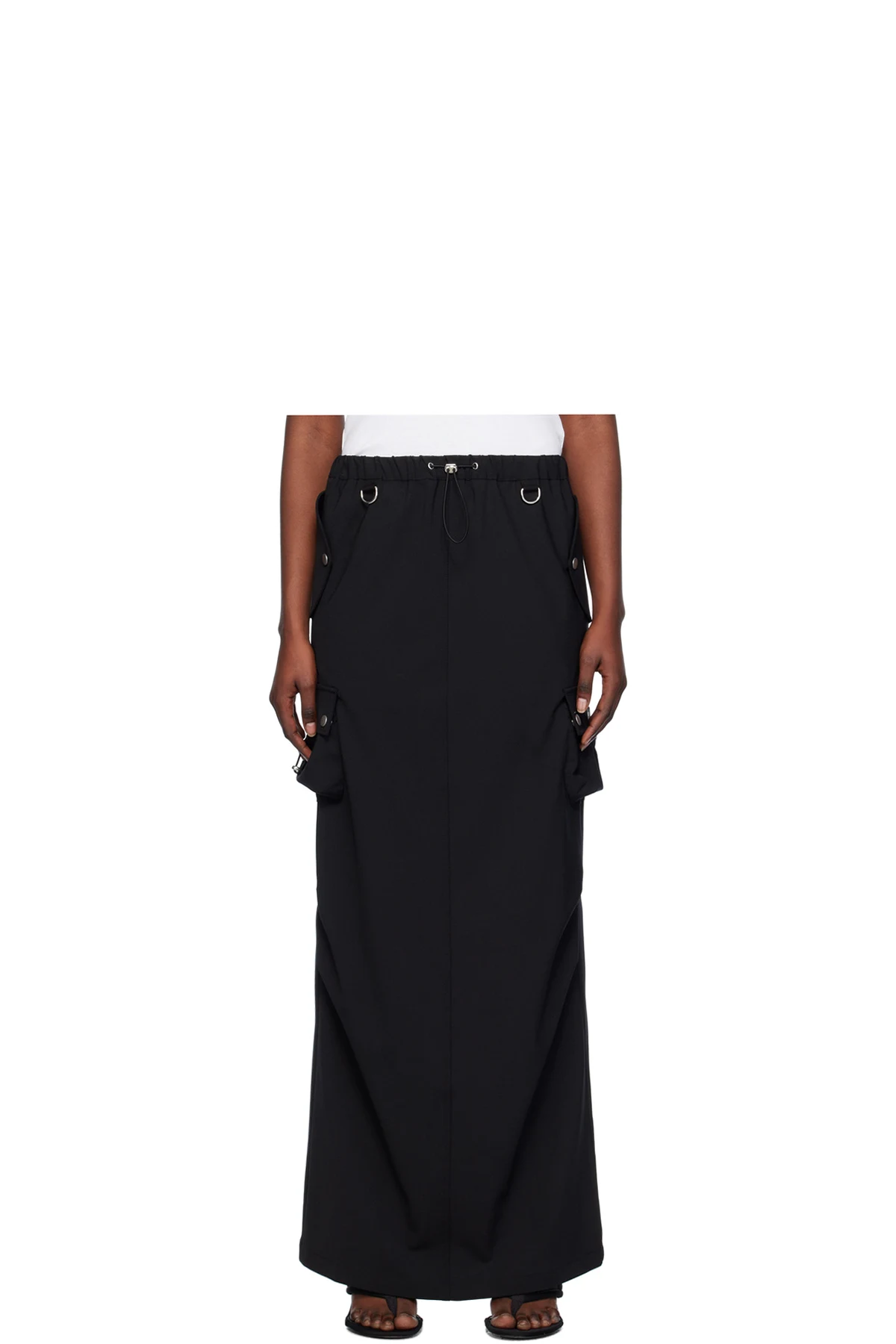 Black Tailored Cargo Maxi Skirt