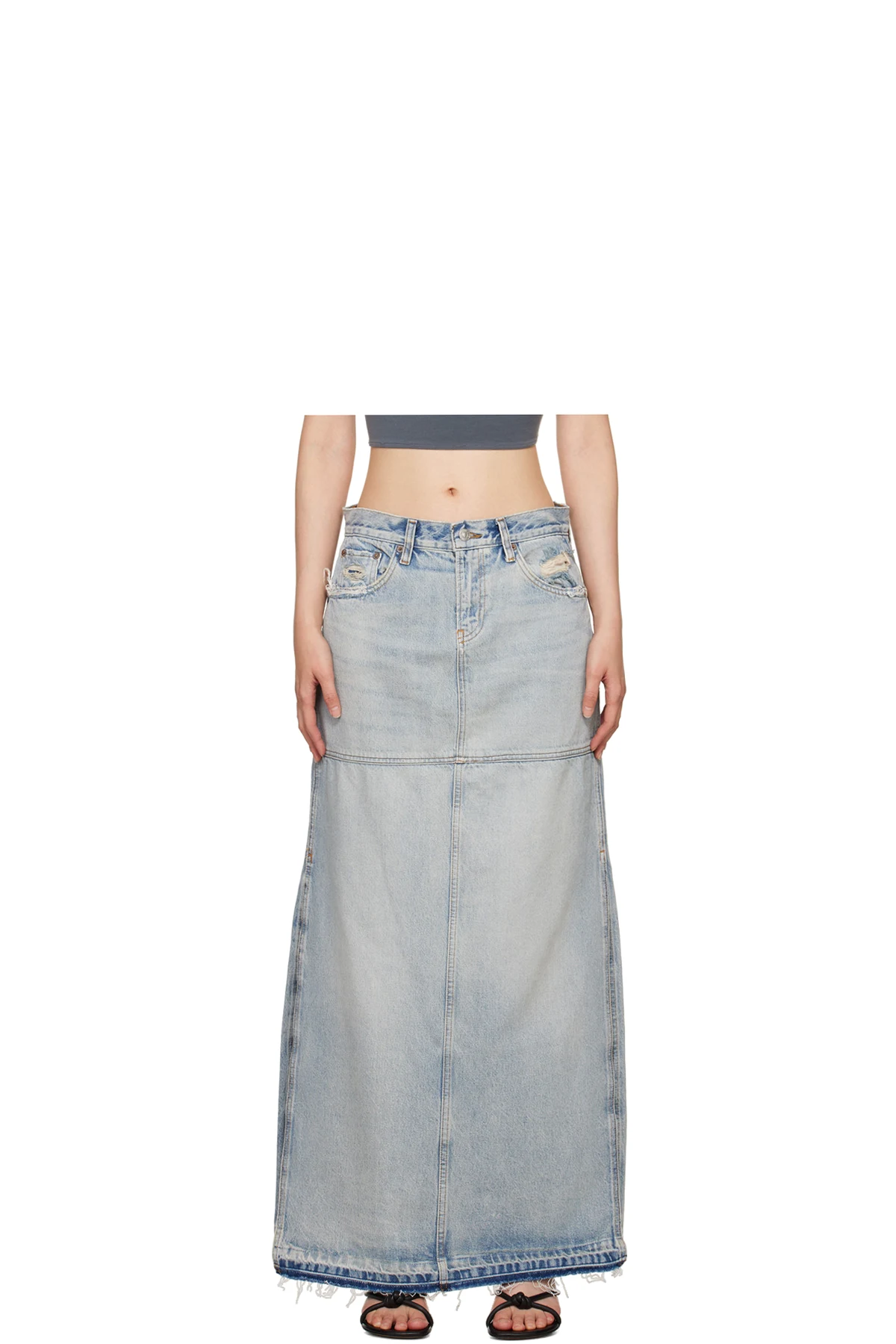 Blue Split Maxi Skirt